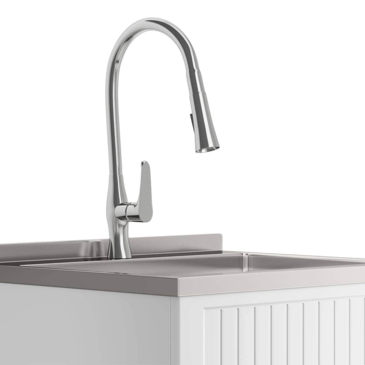 Alt View 4. Simpli Home - Beckham  All-in-One 24-inch Utility Sink & Cabinet - Pure White.