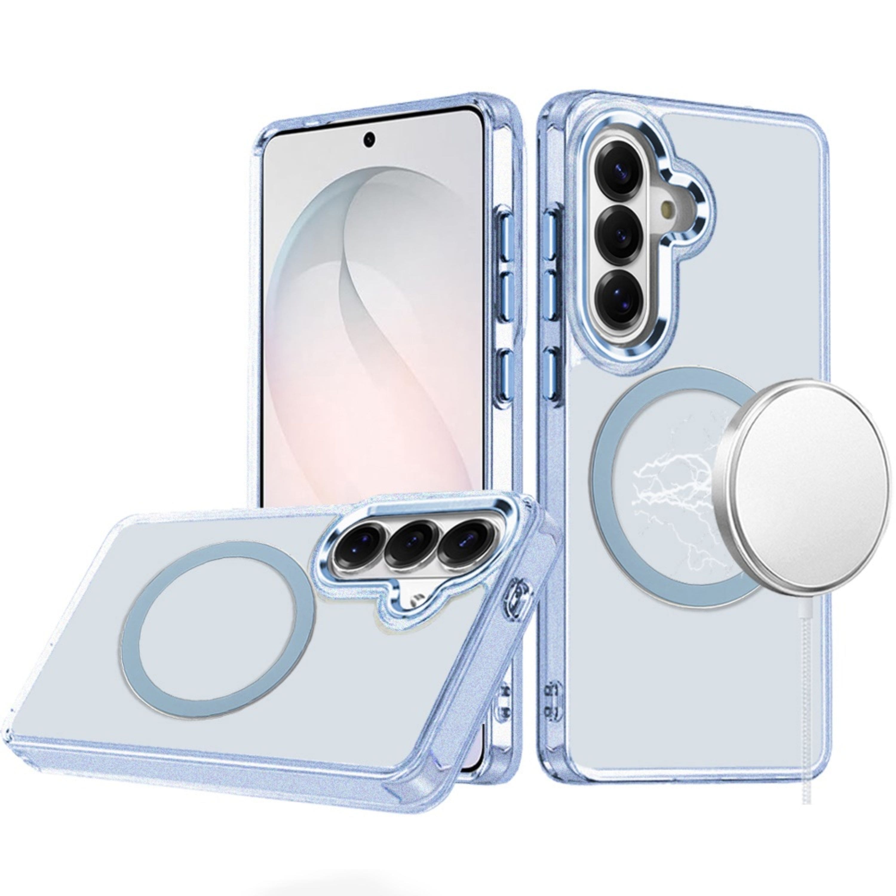Kitcheniva - Trans-Clear Metal Buttons Phone Cover Plus Tempered Glass For Samsung S26 FE - Light Blue price history on PriceWatchPro
