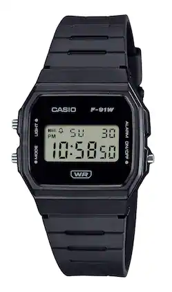 Casio - POP Digital Quartz F-91WB-1A Bio Based Resin Strap Unisex Watch - Black
