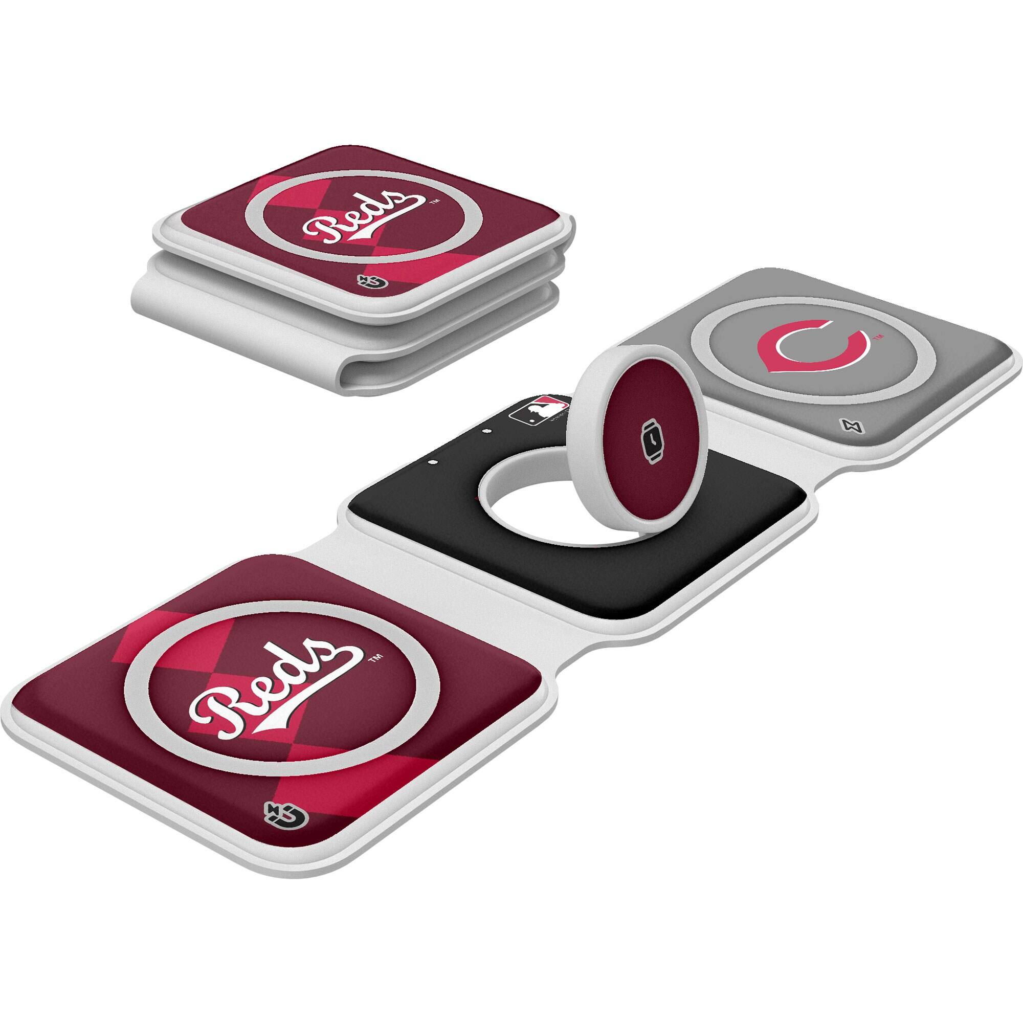Keyscaper - Cincinnati Reds 3-in-1 Foldable Charger - White