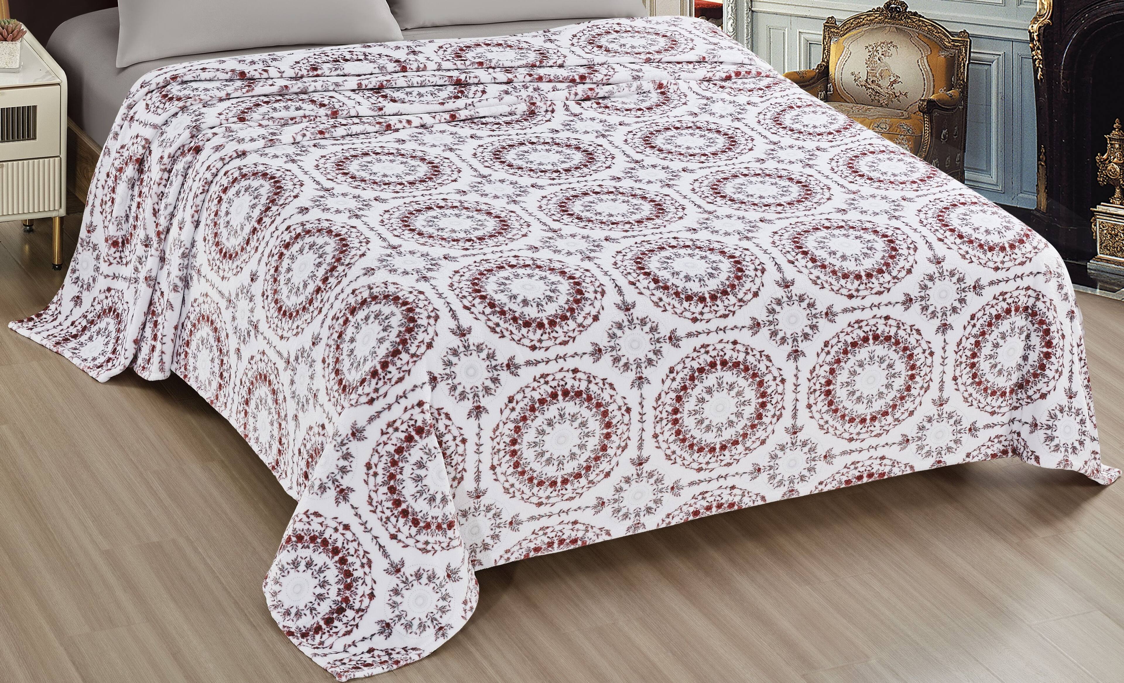 Left. Noble House - Noble House Super Soft and Ultra Comfy Luxe Printed Blanket - Yesina - Twin - Yesina.