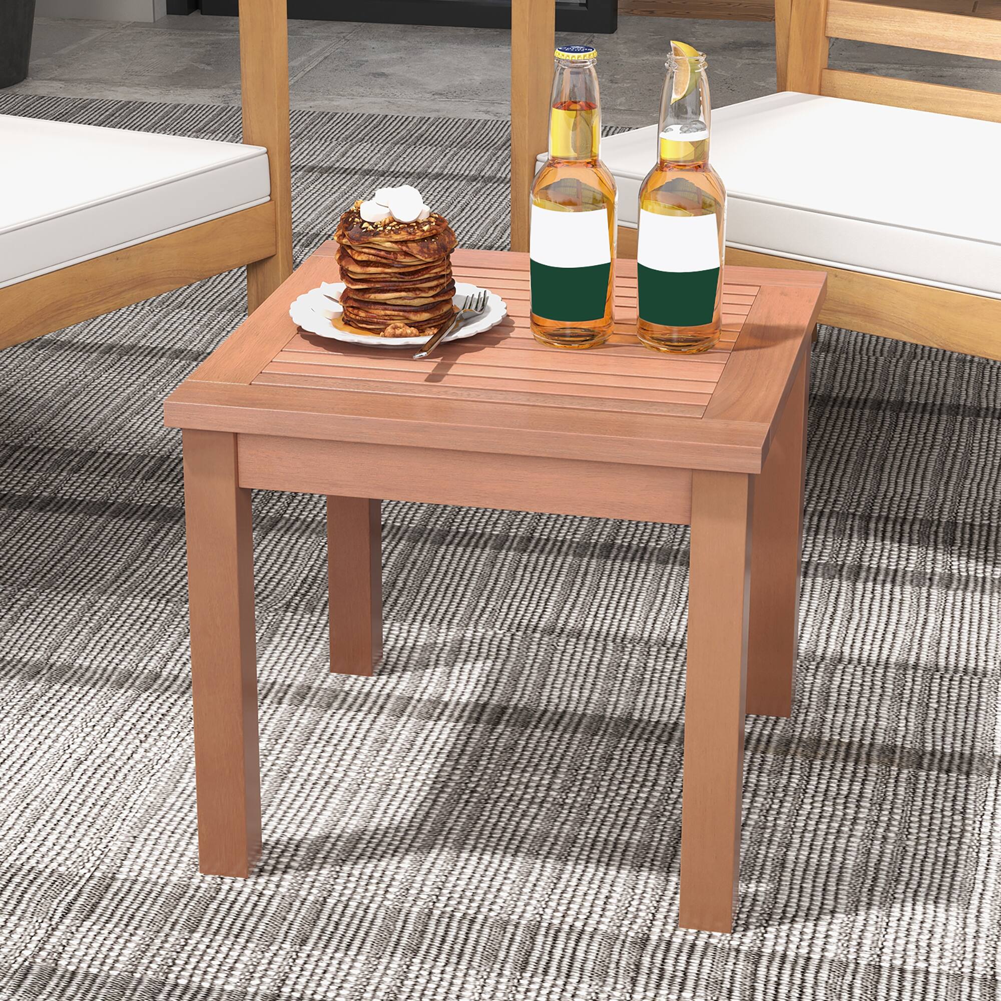 Alt View 1. Gymax - Gymax 2PCS Outdoor Adirondack Side Table 18'' Square End Table w/ Slatted Tabletop - Orange.