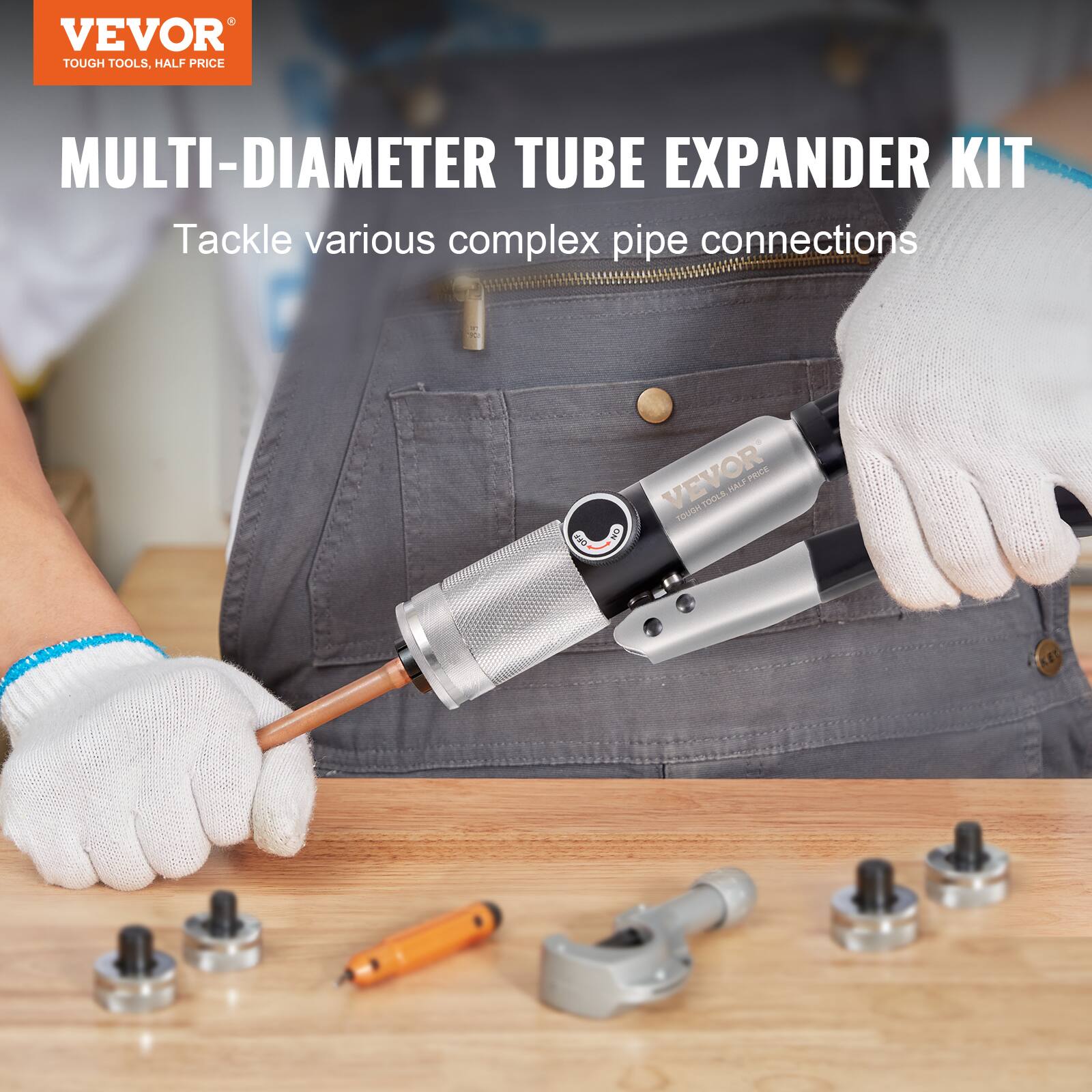 VEVOR TOUGH TOOLS, HALF PRICE MULTI-DIAMETER TUBE EXPANDER KIT  
Tackle various complex pipe connections