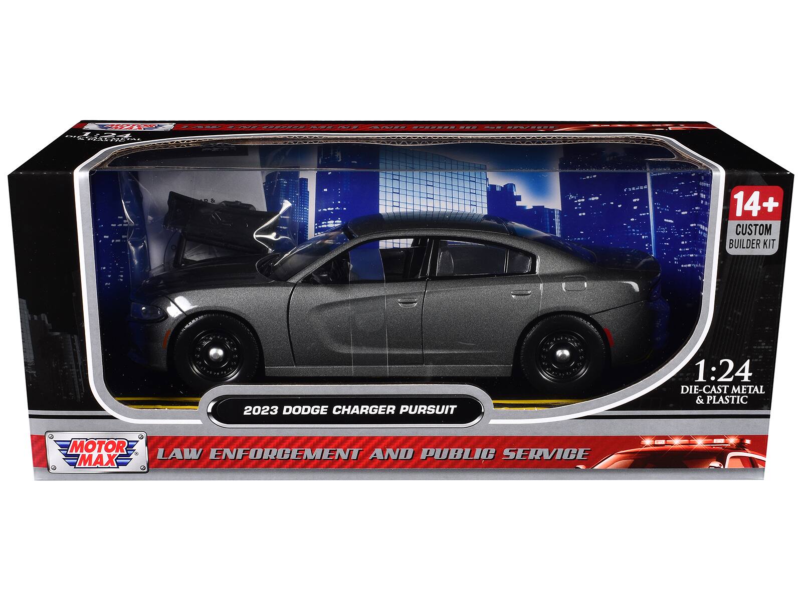 "2023 Dodge Charger Pursuit Police Car Gray Metallic ""Custom Builder's Kit"" 1/24 Diecast Model Car by Motormax" price history on PriceWatchPro