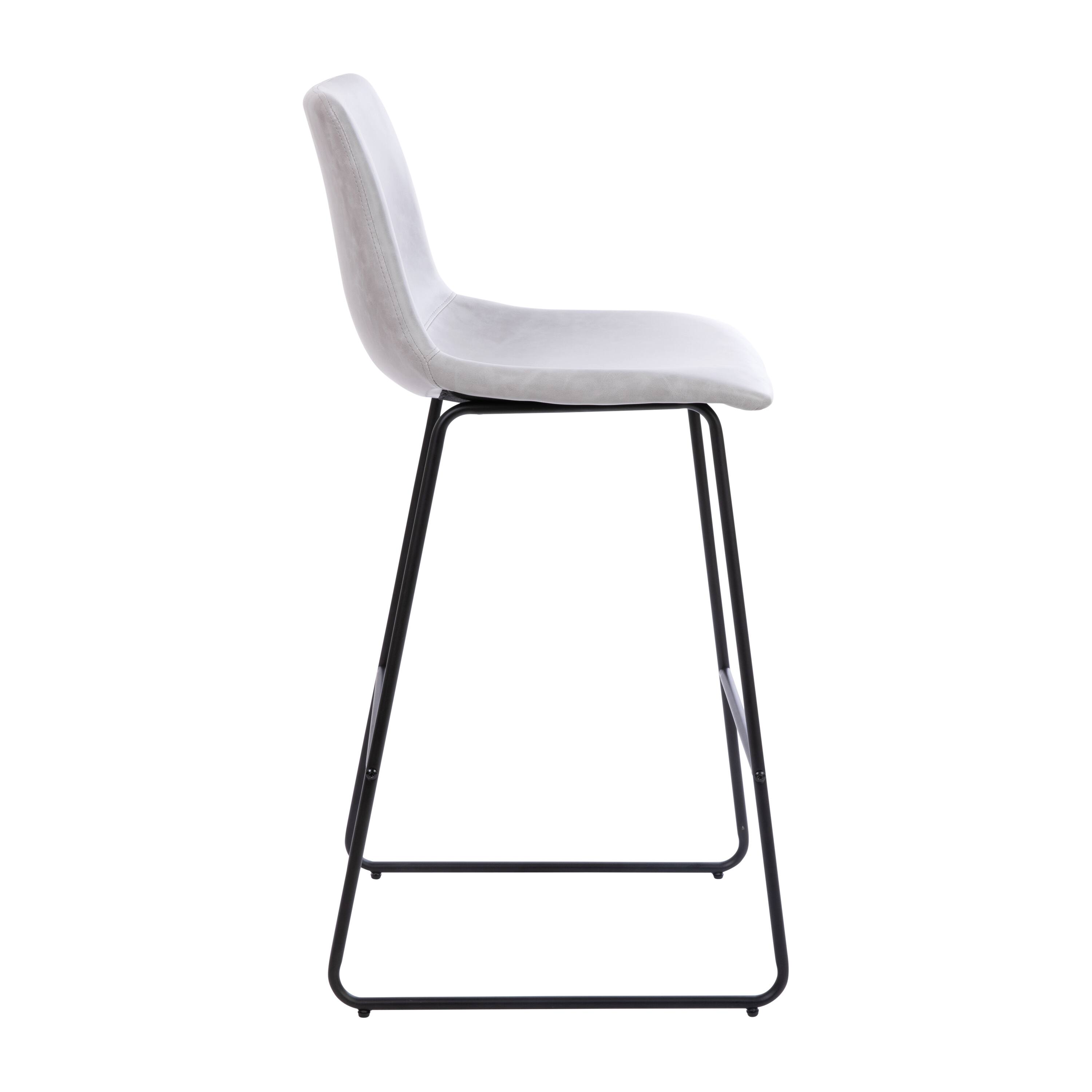 Alt View 20. Alamont Home - 30 Inch Commercial Grade LeatherSoft Bar Height Barstools, Set of 2 - Light Gray.
