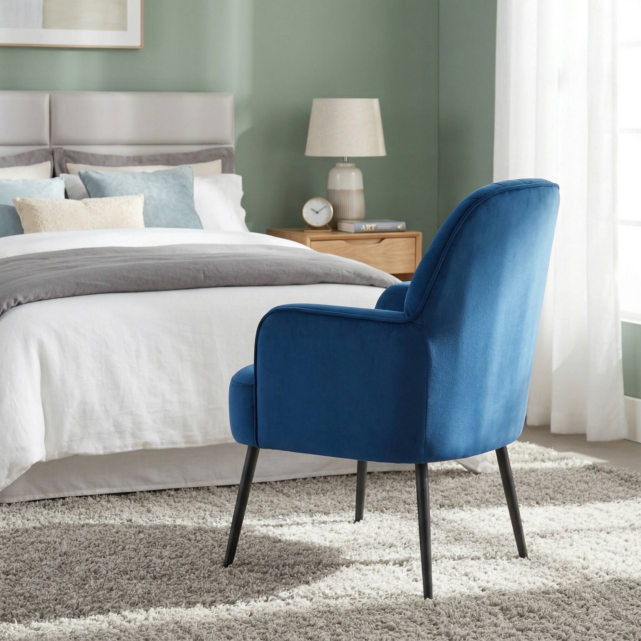 Forest'nSky Velvet Accent Chair, Modern Upholstered Barrel