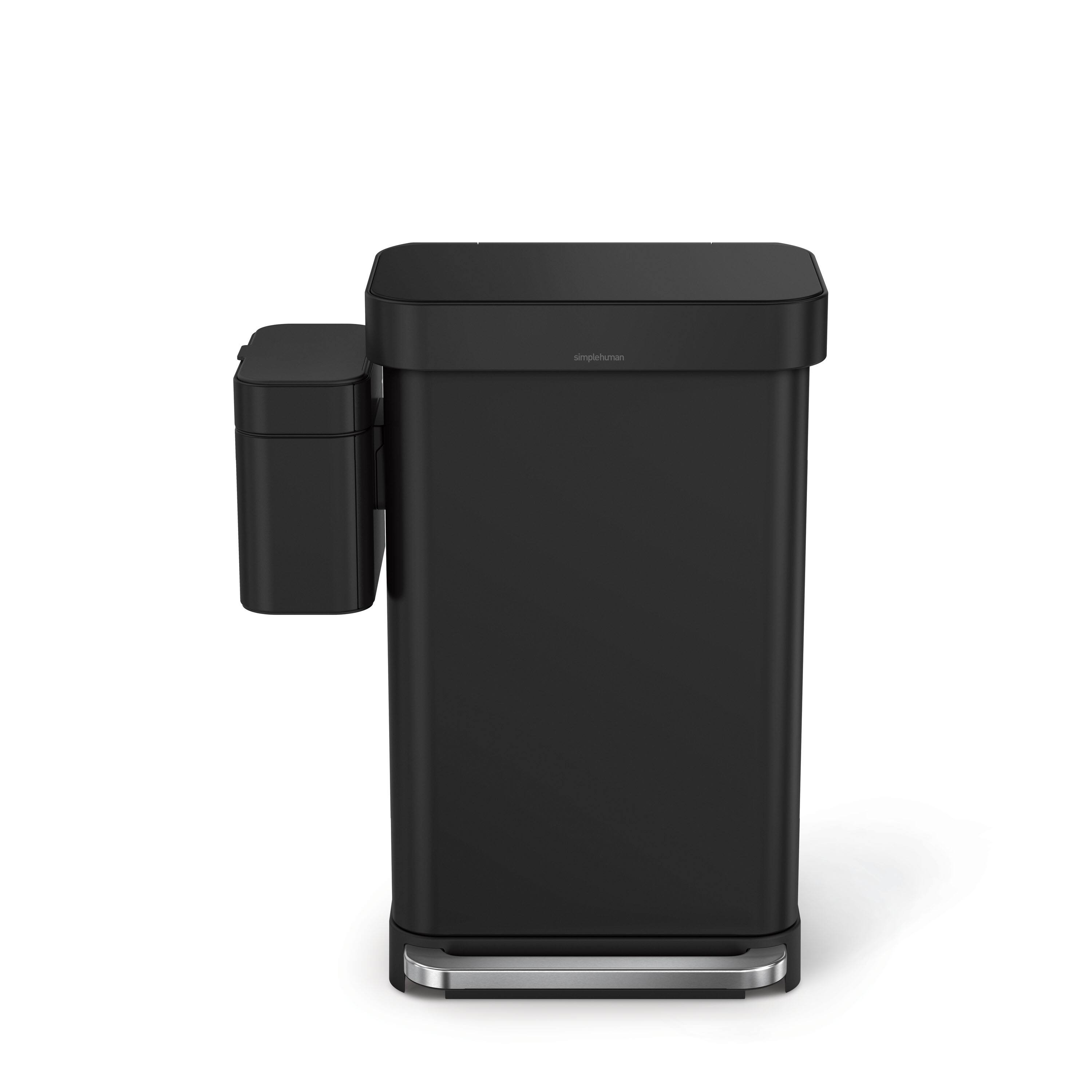 Alt View 4. simplehuman - 4L compost caddy, matte black steel - Matte Black.