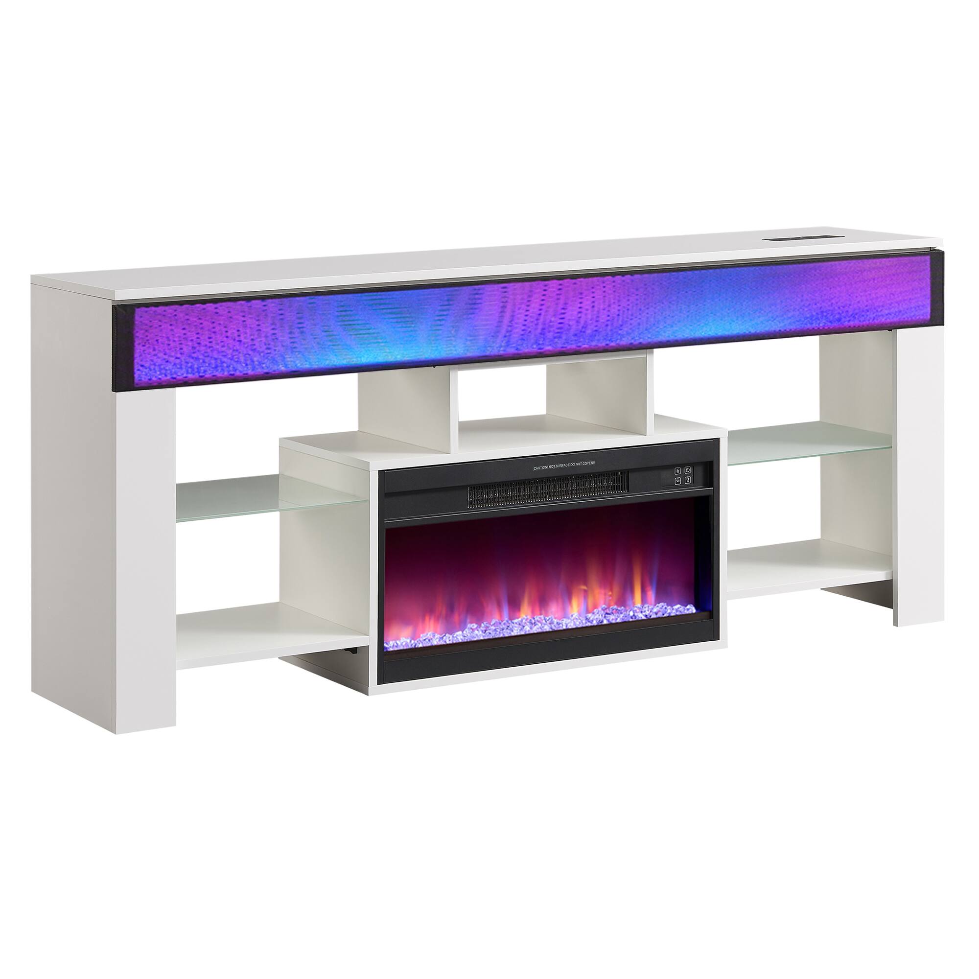 "Living Essentials Corp - NEO 62"" Fireplace TV Stand, Media Console with Sound Bar & Game Storage, Elegant Living Room Entertainment Center - White" price history on PriceWatchPro