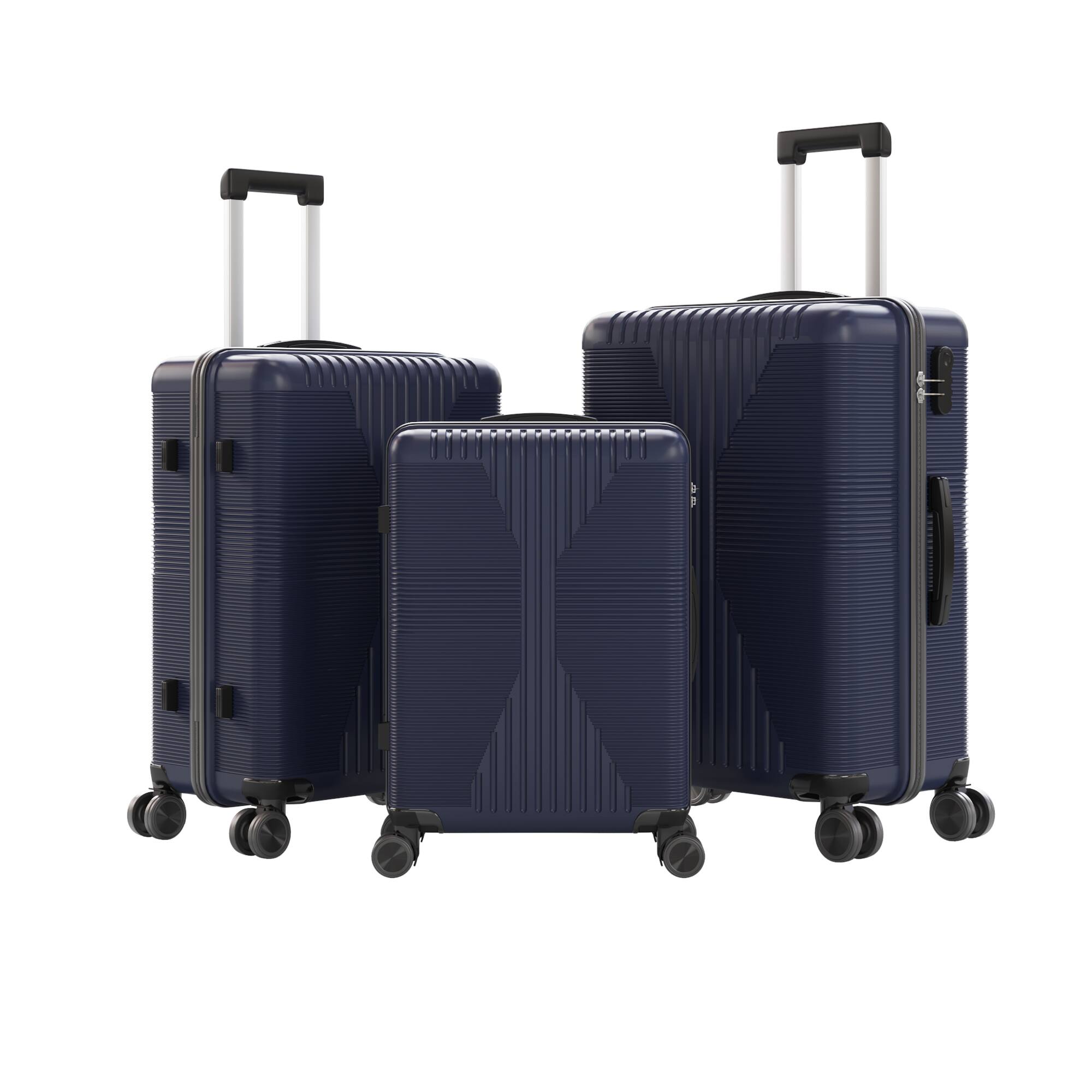 Alt View 4. Winado - 3-in-1 20" 24" 28" Trolley Carry On Luggage Set Spinner Wheels Lightweigh Hardside PP Suitcase Sets with Built-in Lock - Blue.