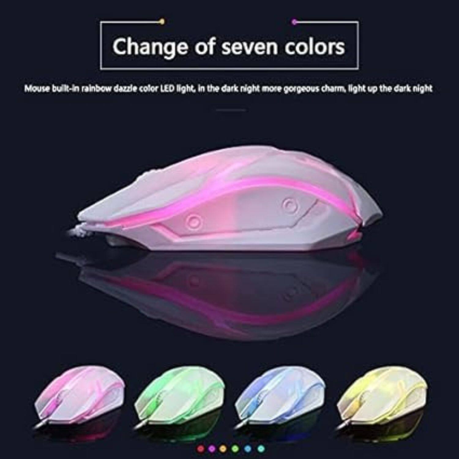 Change of seven colors

Mouse built-in rainbow dazzle color LED light, in the dark night more gorgeous charm, light up the dark night