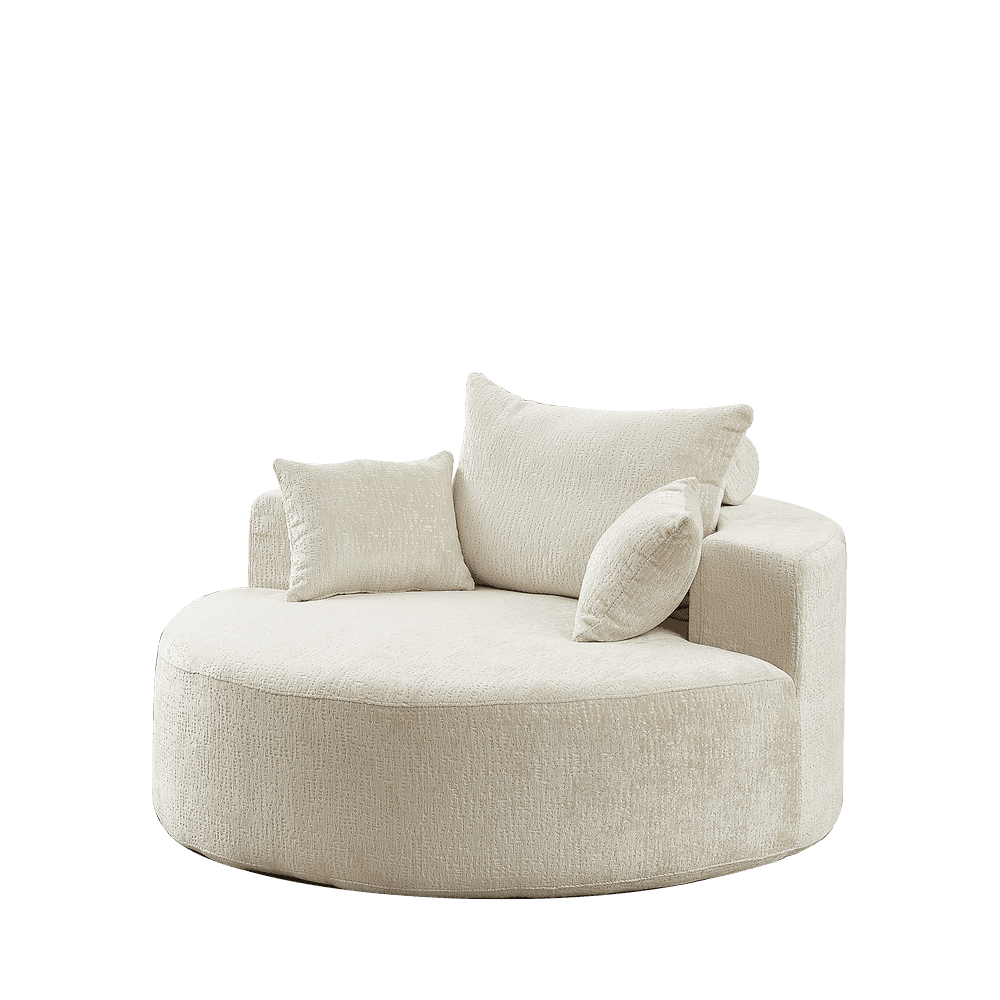 Alt View 9. Resenkos - 35"H Chenille Single Sofa, Fluffy Modern Sleeper Chair for Living Room & Bedroom, No Assembly, Beige - Beige.