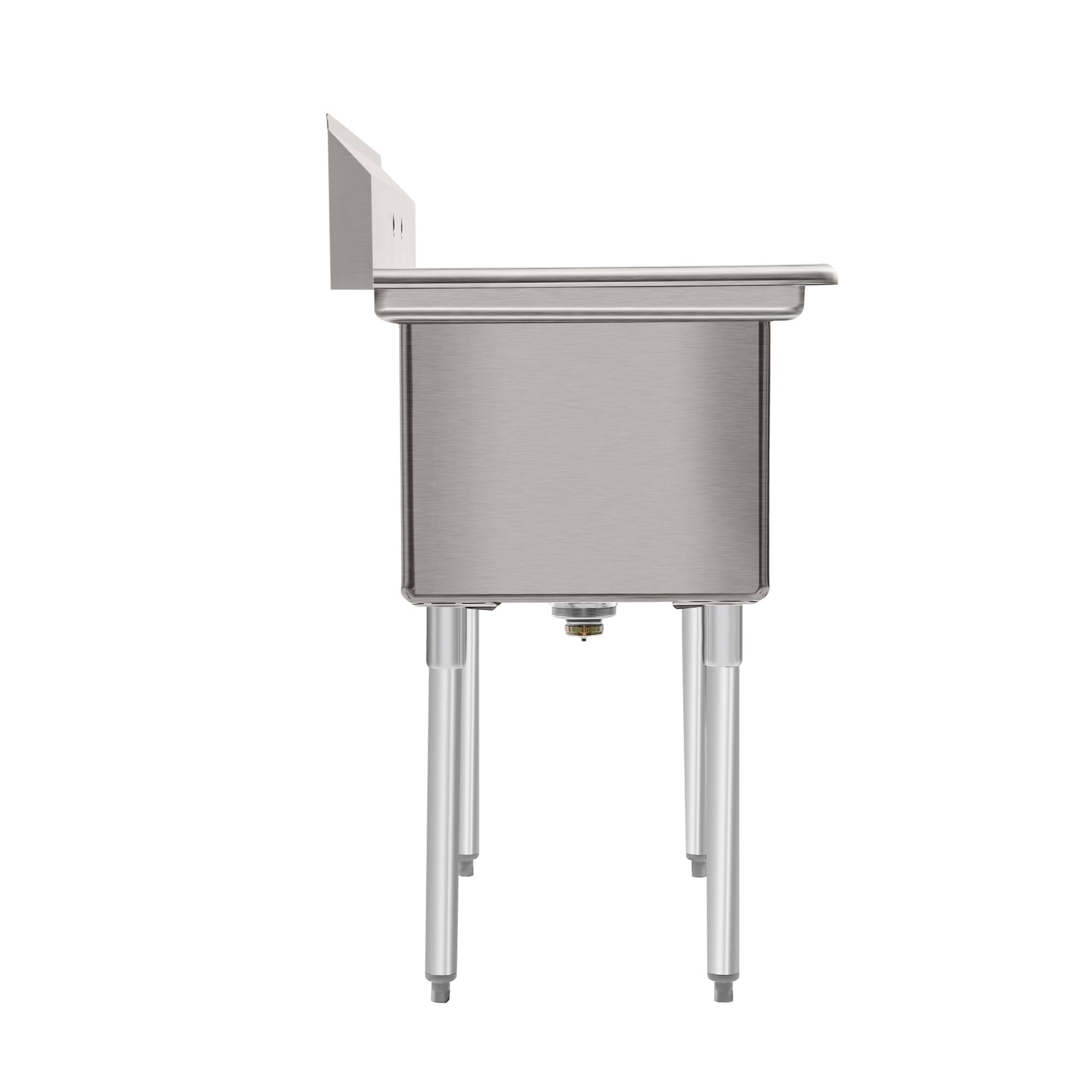 Alt View 4. Koolmore - 42 in. 16-Gauge 2-Compartment  Sink with Backsplash, Bowl Dimensions 18"x18"x14" in Stainless-Steel - Stainless Steel.