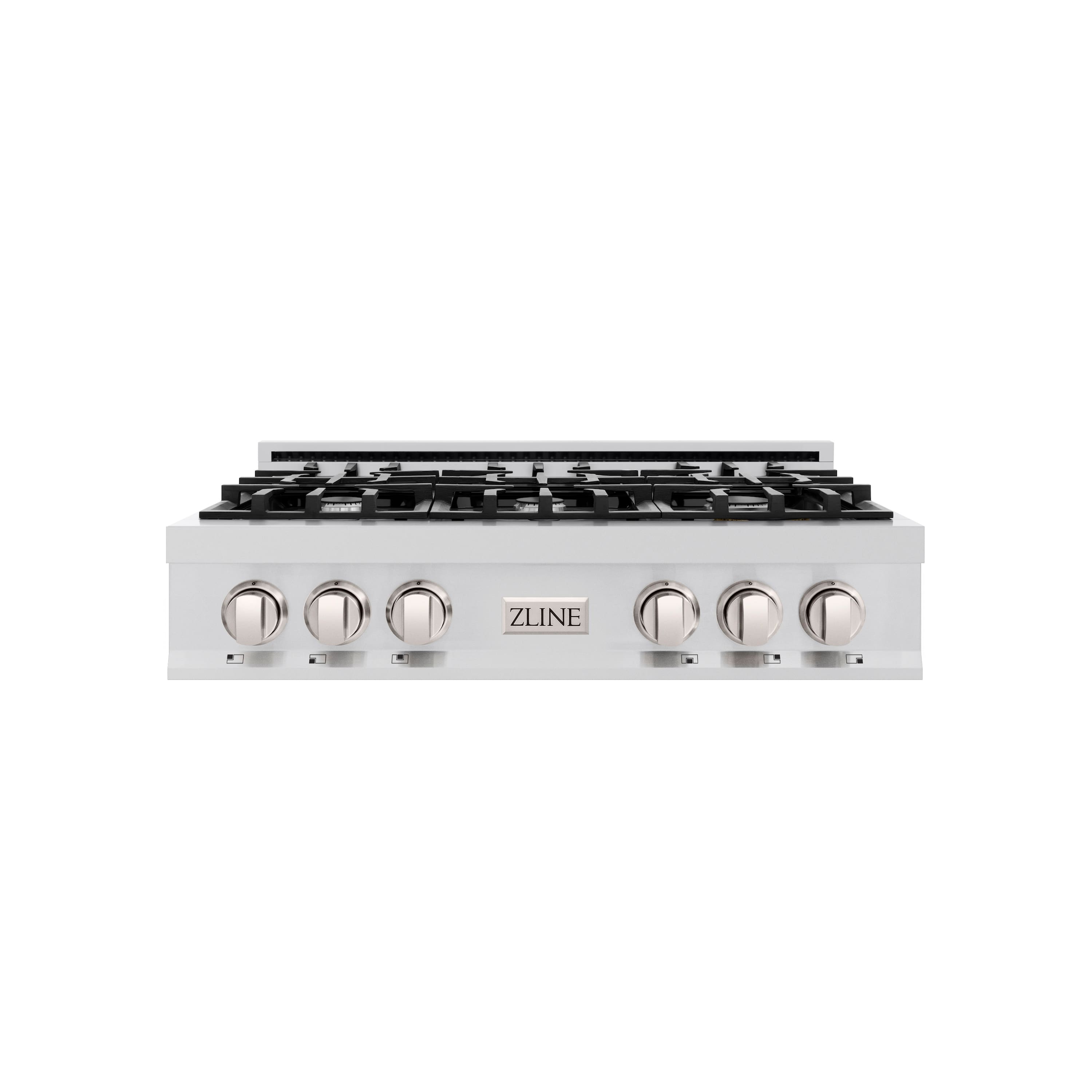 Front. ZLINE - ZLINE 36 in. Legacy Gas Rangetop with 6 Burners and Porcelain Cooktop in Stainless Steel (RT36) - Stainless steel.