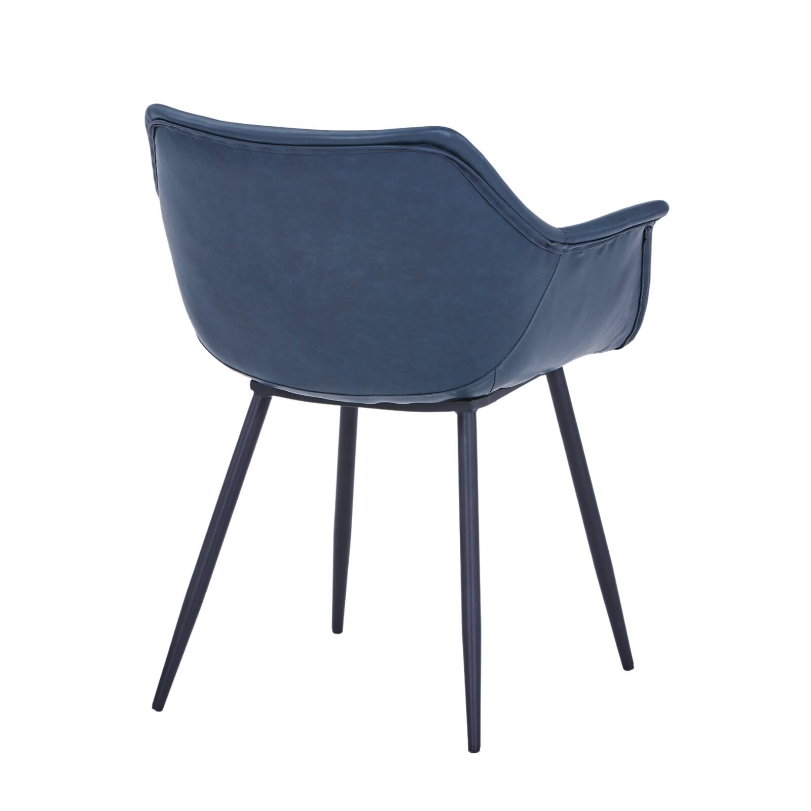 Alt View 8. LeisureMod - Markley 4-PCS Contemporary Distressed Leather Dining & Office Accent Chair - Iron Legs - Peacock Blue.