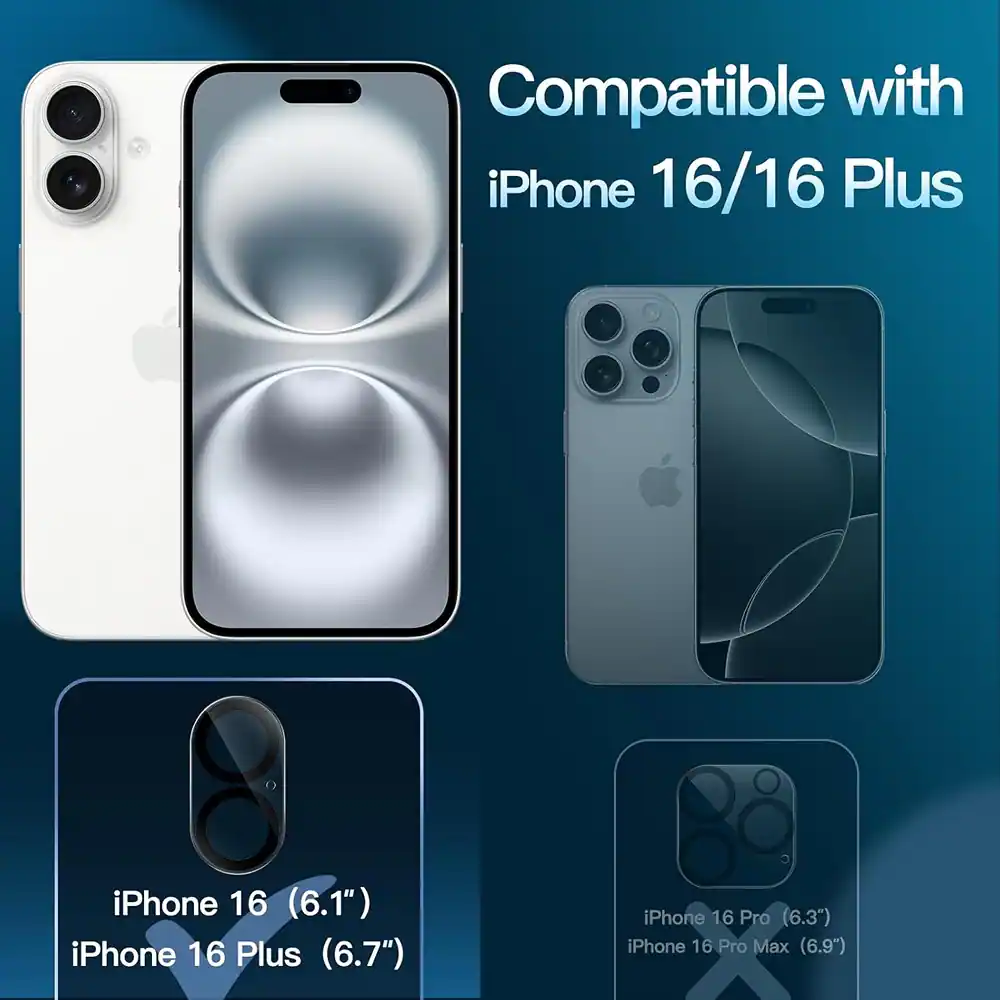Compatible with iPhone 16/16 Plus

iPhone 16 (6.1")
iPhone 16 Plus (6.7")

iPhone 16 Pro (6.3")
iPhone 16 Pro Max (6.9")