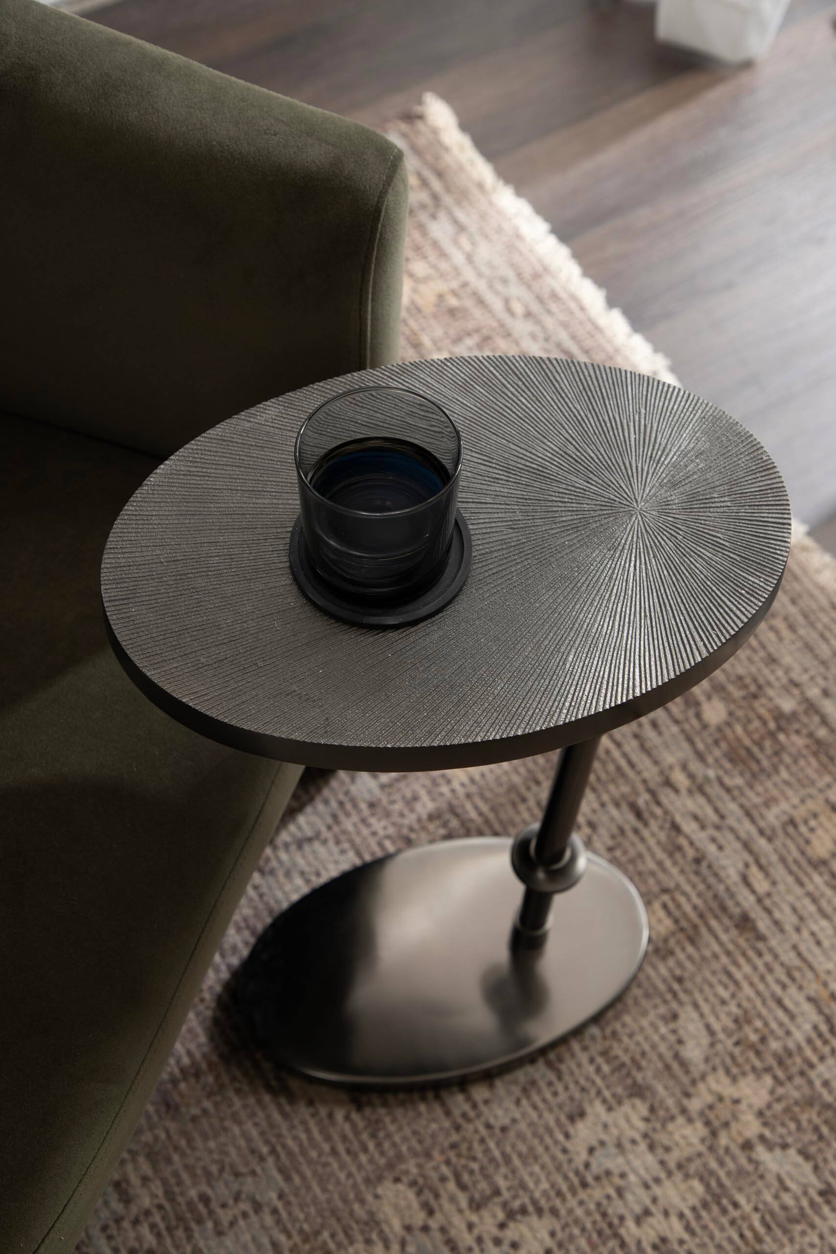 Alt View 1. Fabibe - Engles Traditional Adjustable-height Oval C-table 15 X 10 28 Gray Gunmetal Vintage Round Indoor Metal - Default.