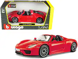 Porsche 918 Spyder Convertible Red 1/24 Diecast Model Car by Bburago