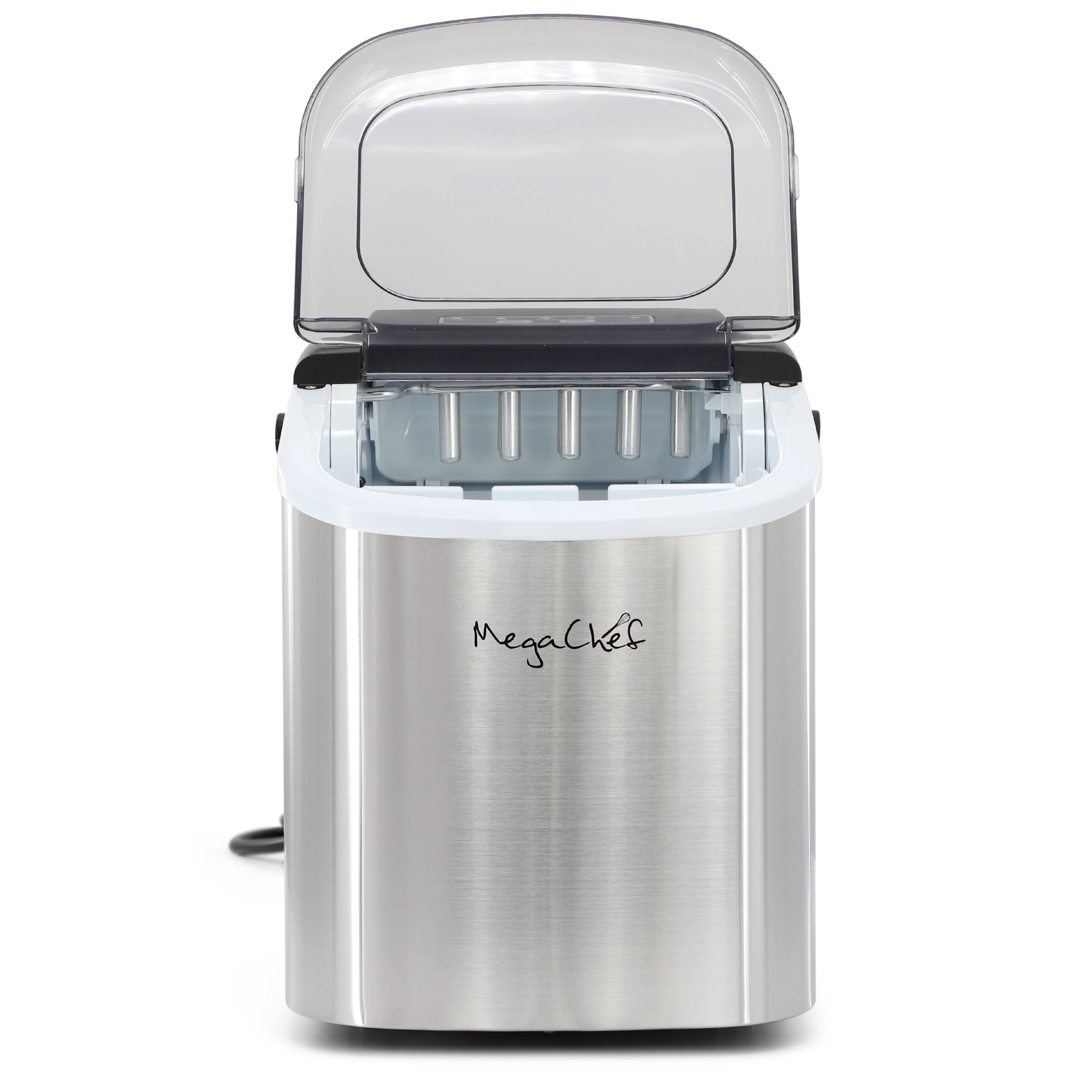 Alt View 1. MegaChef - MegaChef 26 Pound Countertop Stainless Steel Bullet Ice Maker with Basket and Scooper - Silver.