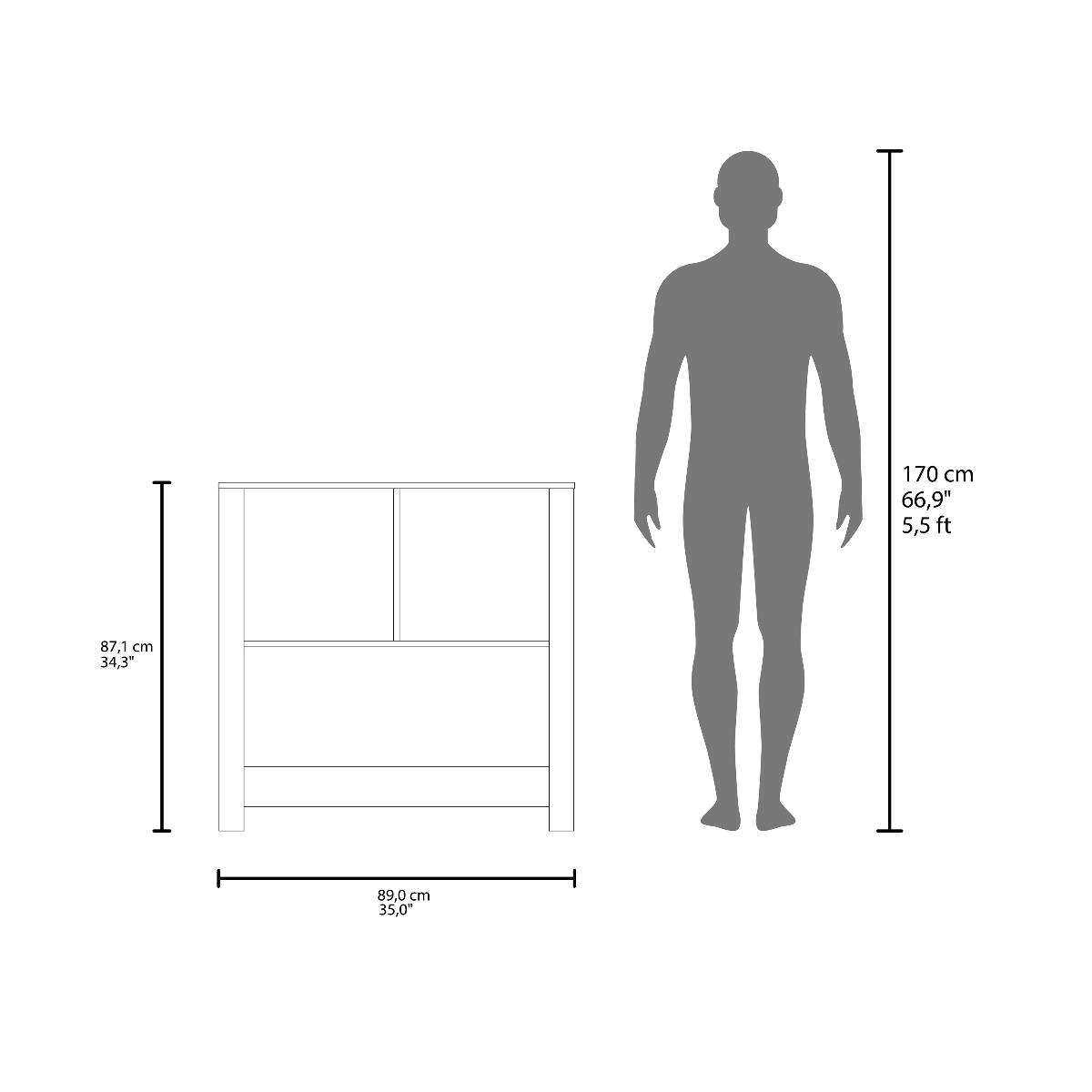 170 cm 66,9" 5,5ft  
87,1 cm 34,3"  
89,0 cm 35,0"
