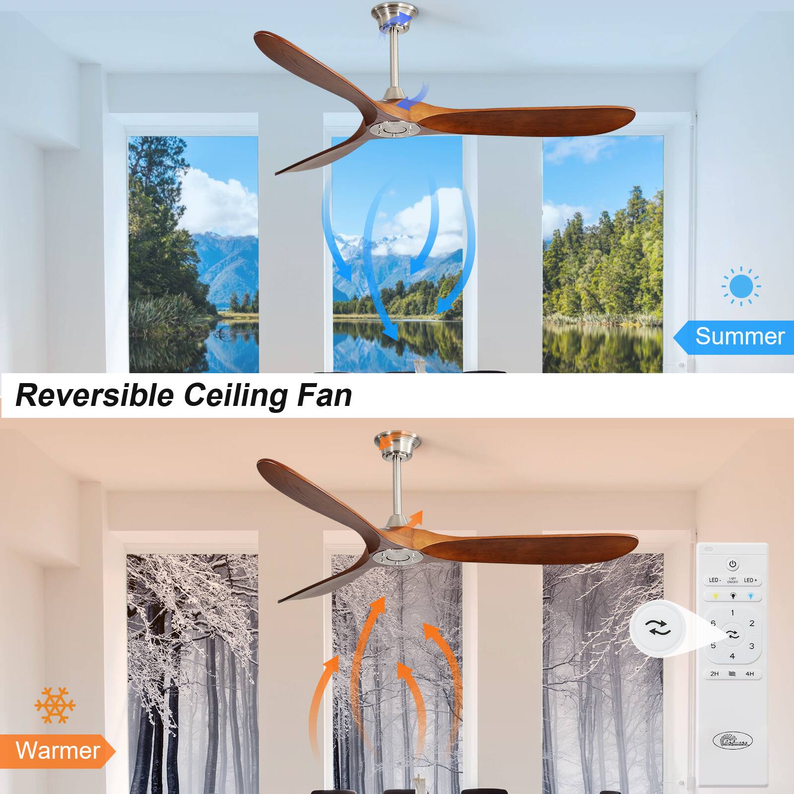 Reversible Ceiling Fan

Summer

Warmer