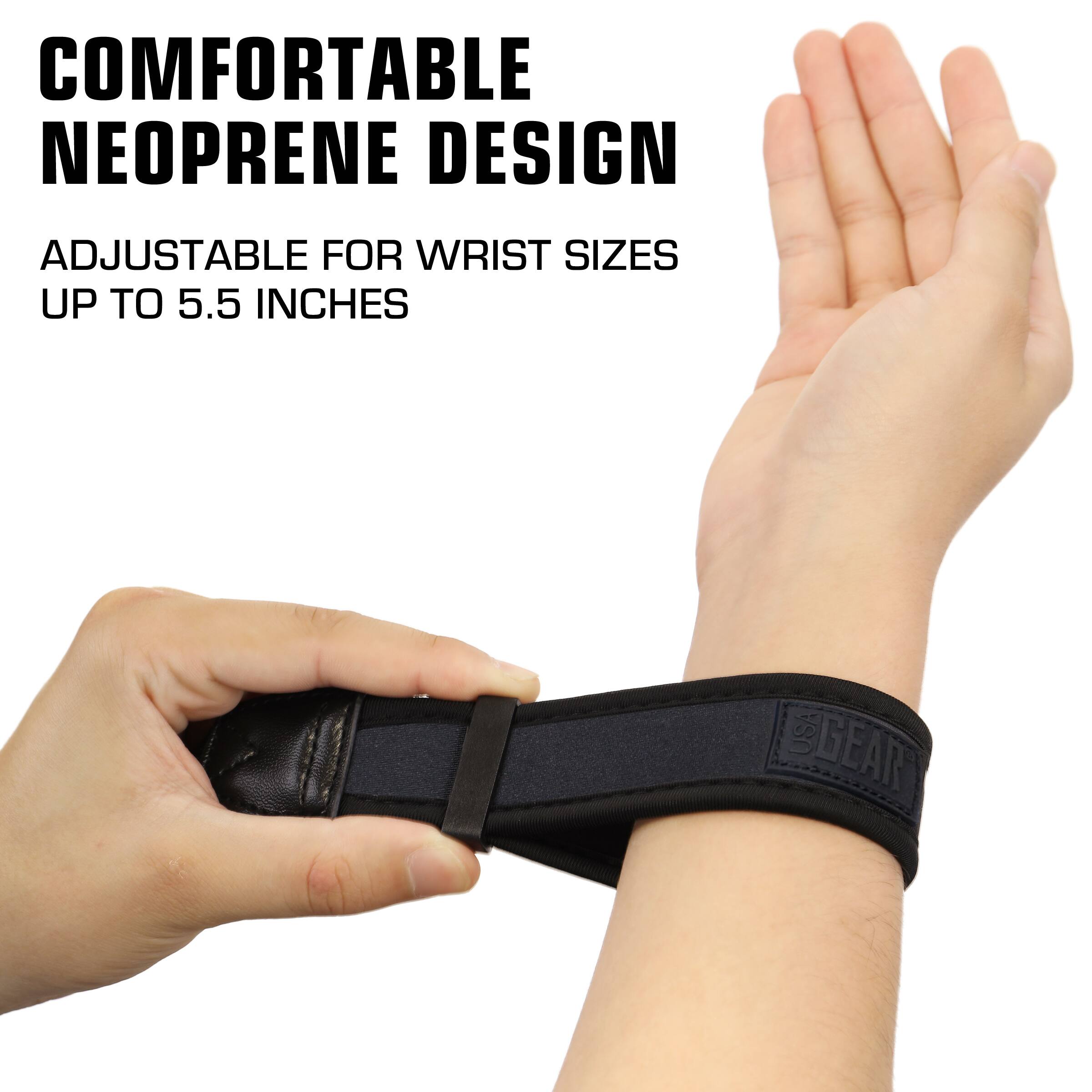 COMFORTABLE NEOPRENE DESIGN  
ADJUSTABLE FOR WRIST SIZES UP TO 5.5 INCHES  
USA GEAR