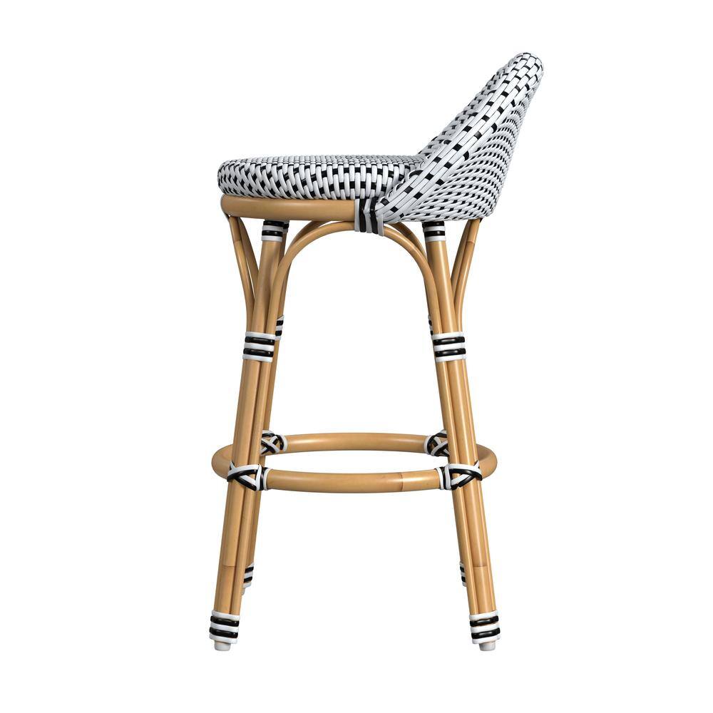 Back. Butler Specialty - Tobias 24 in. Seat Height Outdoor Rattan and Metal Low Back Counter Stool - Black And White.