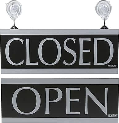"Headline - Century Series ""OPEN/CLOSED"" Office Sign, 5""x13"", Black/Gray (4246) - Silver And Black" price history on PriceWatchPro