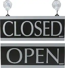 Headline - Century Series "OPEN/CLOSED" Office Sign, 5"x13" - Silver/Black
