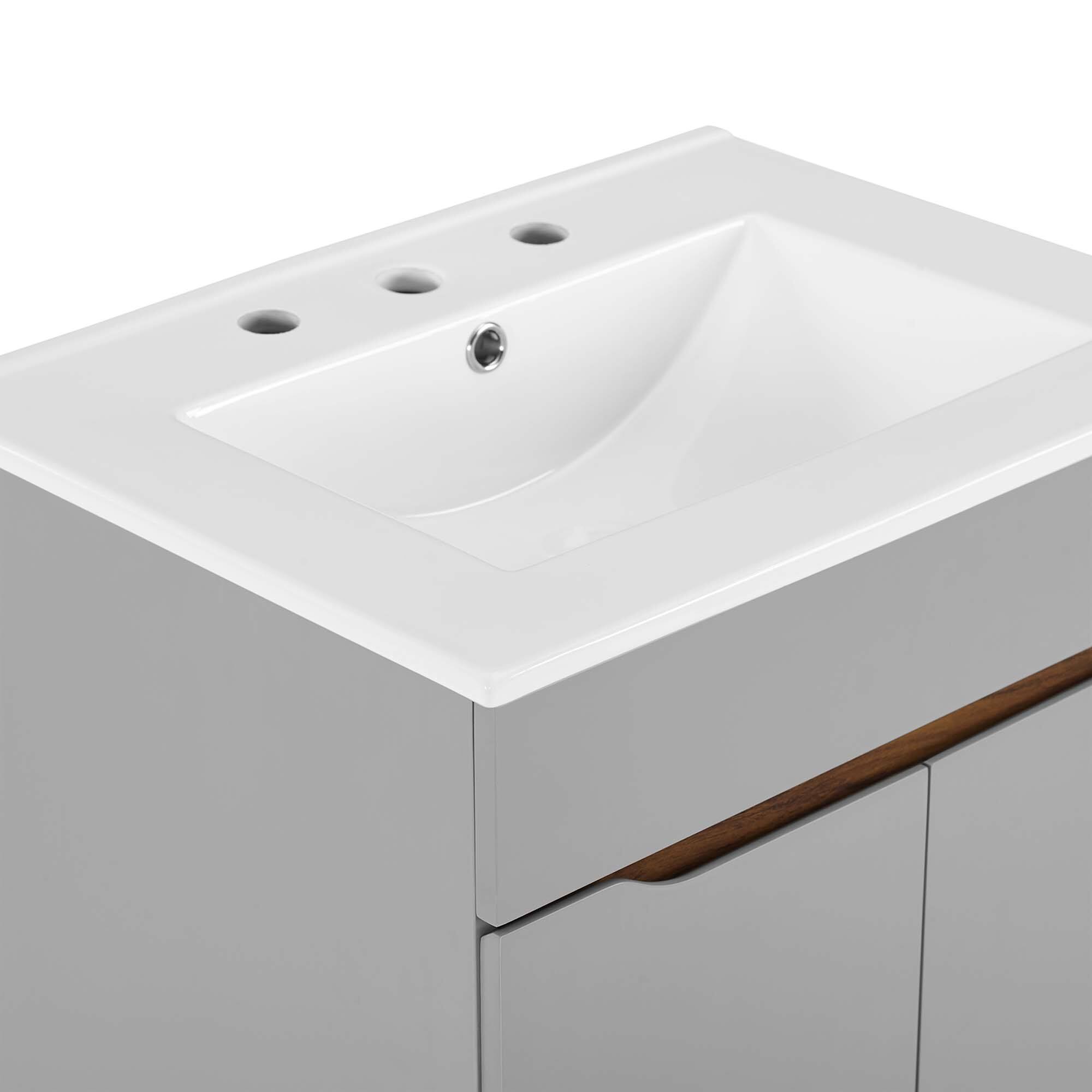 Alt View 6. Modway - Harvest Bathroom Vanity Basin Included - Gray White.