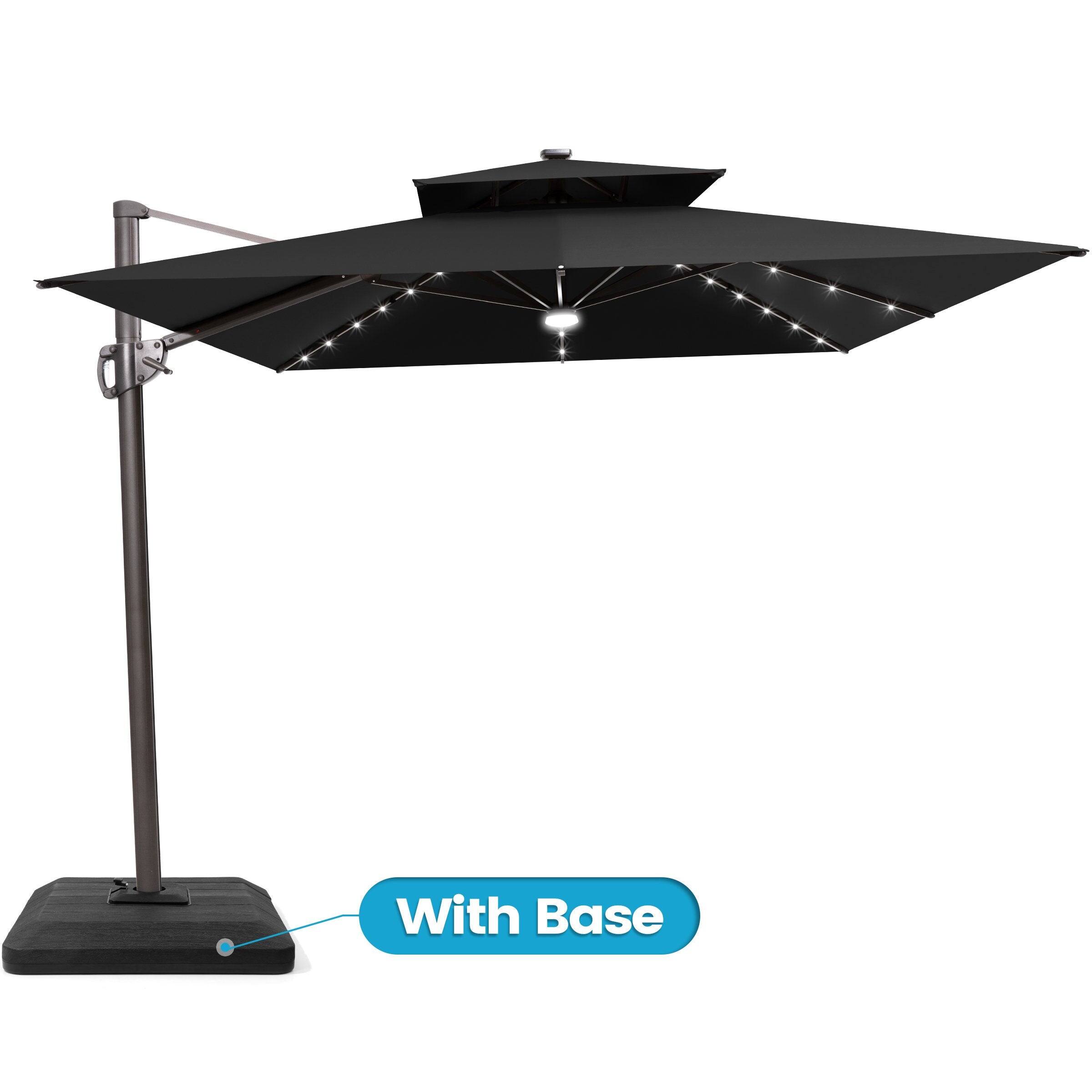 Crestlive Products - 9x11ft Aluminum Double Top Crank Cantilever Patio Umbrella with Lights with Base - Black price history on PriceWatchPro
