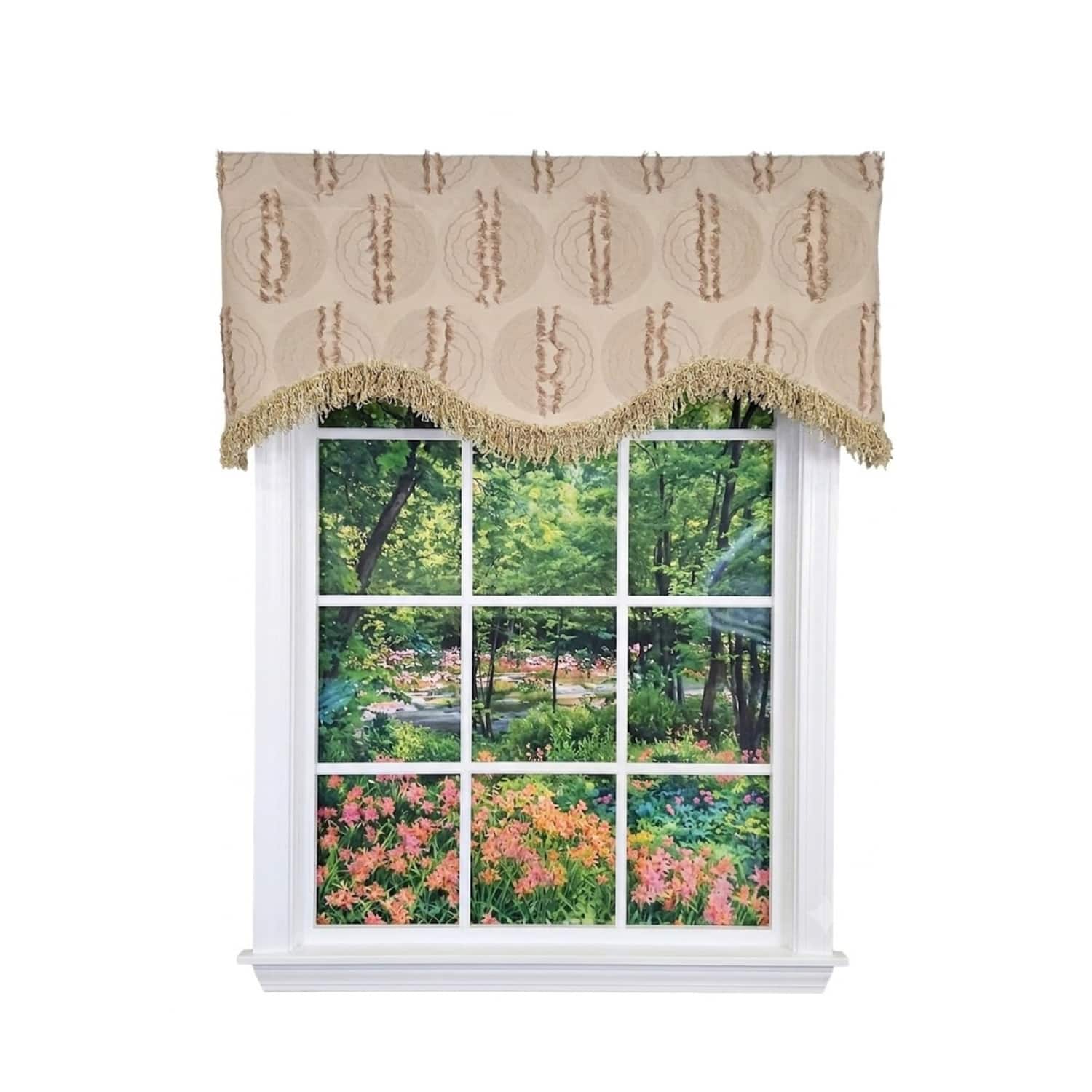 "RLF Home - Shaggy Trimmed Cornice Window Valance 100% Cotton Lined Rod Pocket 50"" x 17"" - Beige" price history on PriceWatchPro