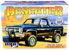 Skill 2 Model Kit 1984 GMC Pickup Truck (Molded in White) "Deserter" 1/25 Scale Model by MPC - Multicolor