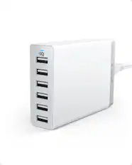 Front. Anker - Anker Charger, 60W 6 Port USB Charging Station - Arctic White.