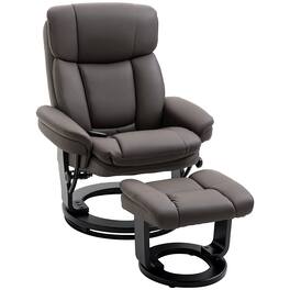 Homcom - PU Leather Massage Recliner Chair with Ottoman 10 Point Vibration Swiveling Armchair - Brown