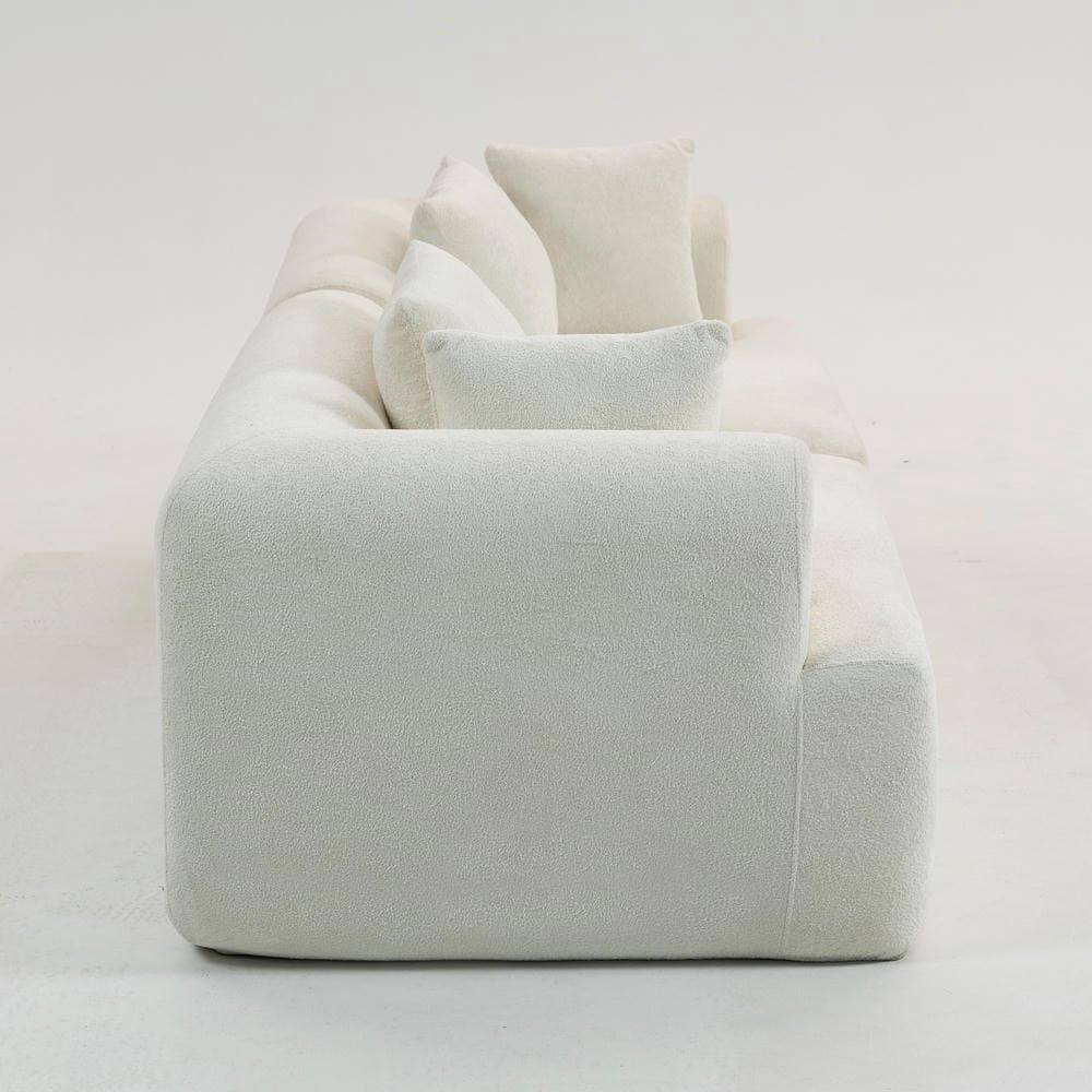 Alt View 2. Kadyn - 96" Full-Foam Modular Sectional Sofa, 2-Piece Boucle Cloud Couch, Compressed Shipping - White.