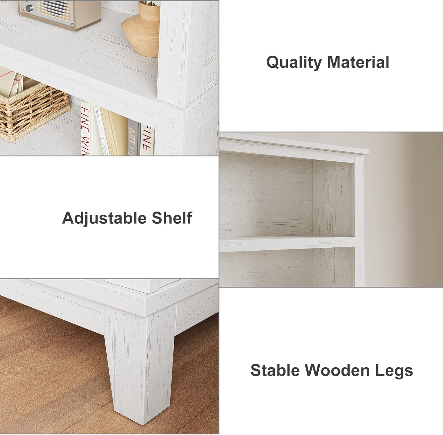 Quality Material  
Adjustable Shelf  
Stable Wooden Legs