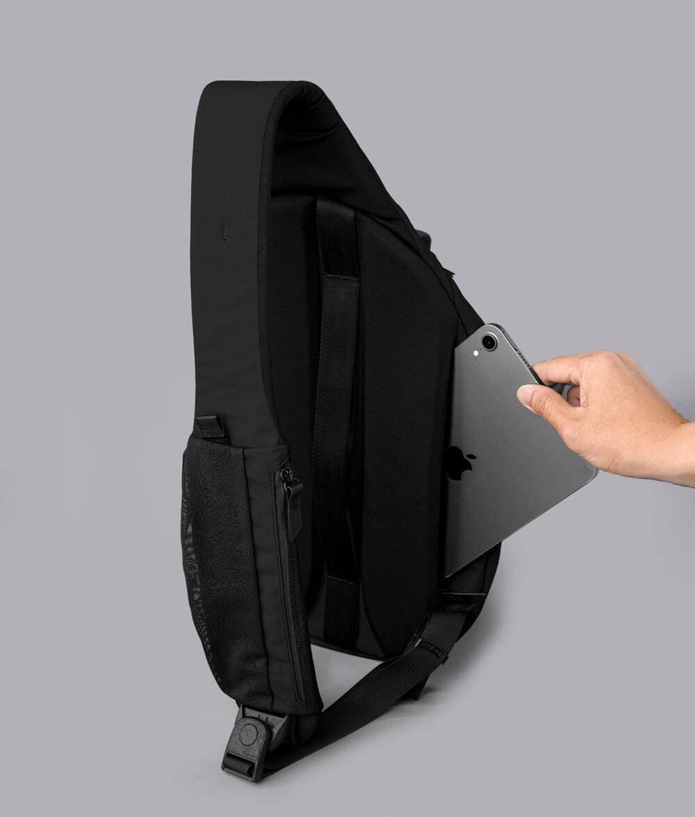 Alt View 7. ALPAKA - Metro Crossbody Right Shoulder Sling Bag Men,Sling Backpack - Fits 11" Tablet - Single Shoulder - Black Axoflux 210D.