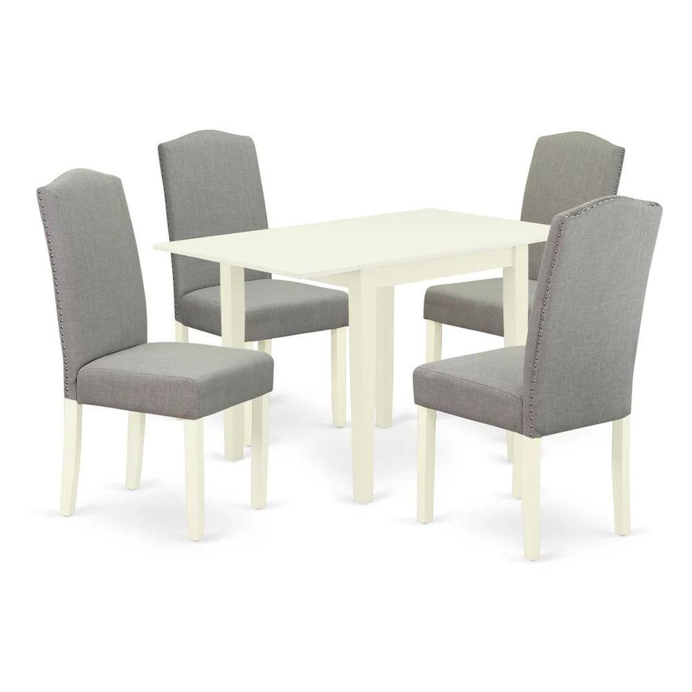 Left. East West Furniture - East West Furniture 5-Piece Dining Table Set-A Wood Table and 4Linen FabricDinning Chairs with High Back - Linen White - Multi-Color.