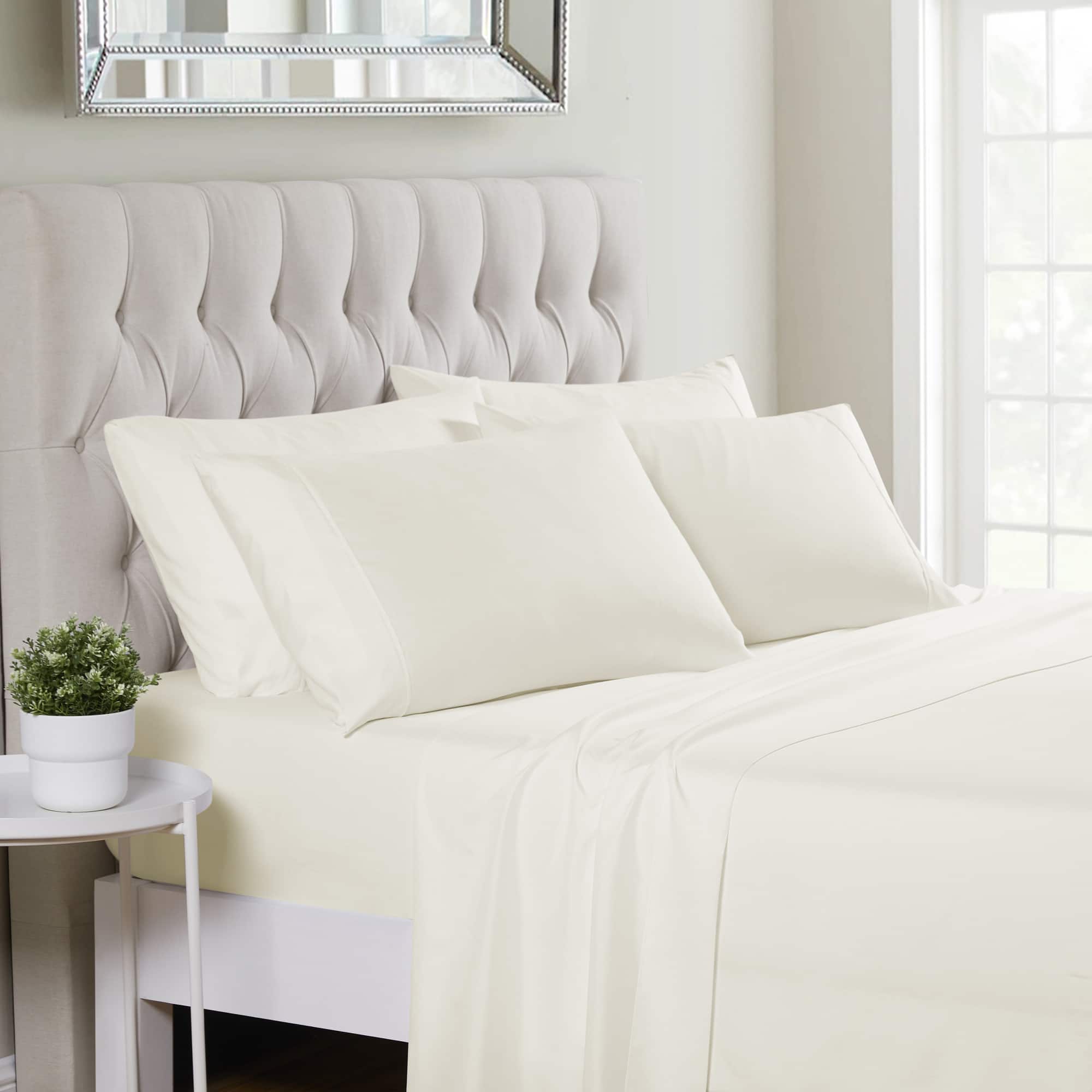 Front. Sweet Home Collection - Deluxe Microfiber Sheet Set with Bonus Pillowcases, Ultra Soft 1500 Series, Twin - Ivory.