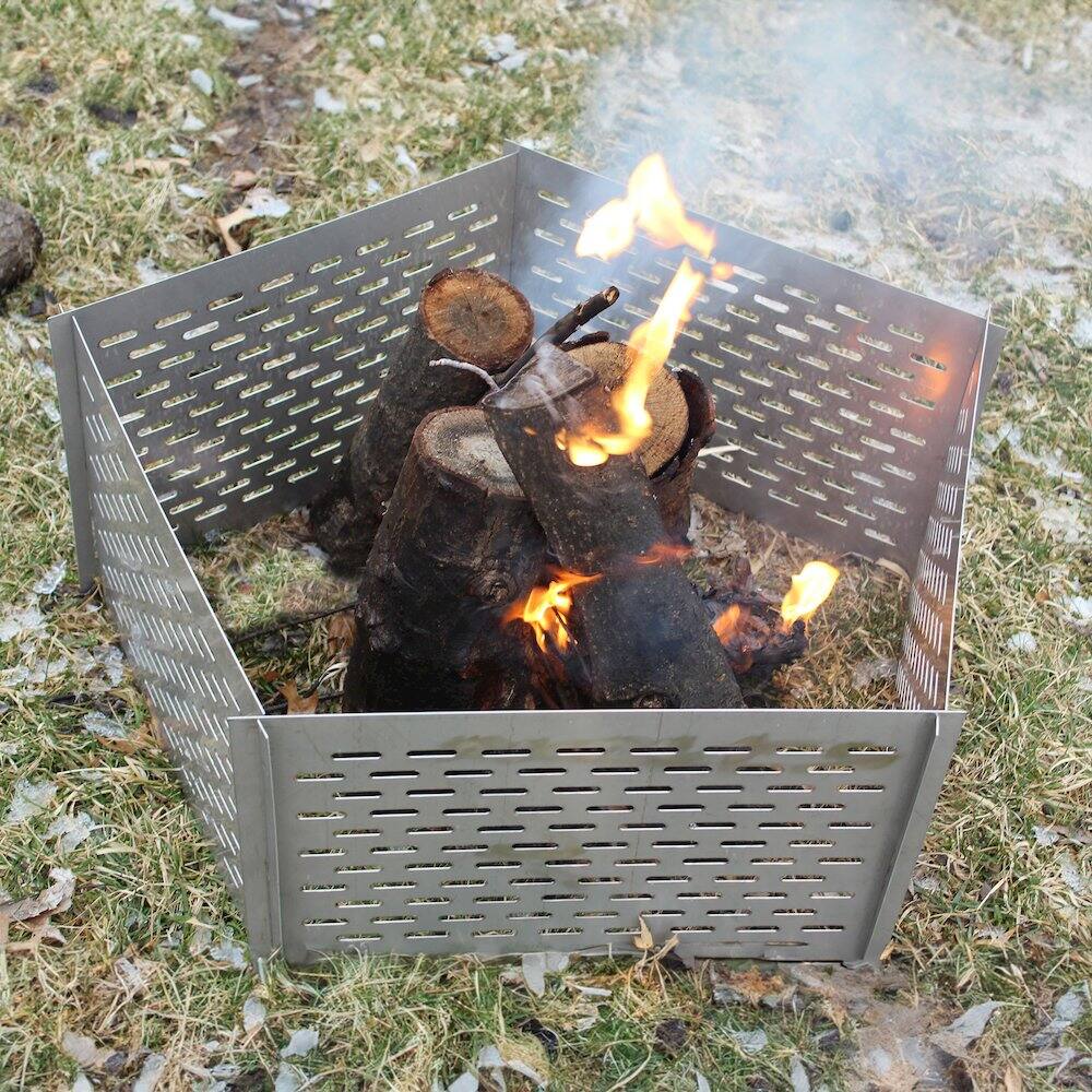 Back. Sportsman Pro-Series - Sportsman Series Portable 5 Panel Interlocking Stainless Steel Fire Pit - Silver.