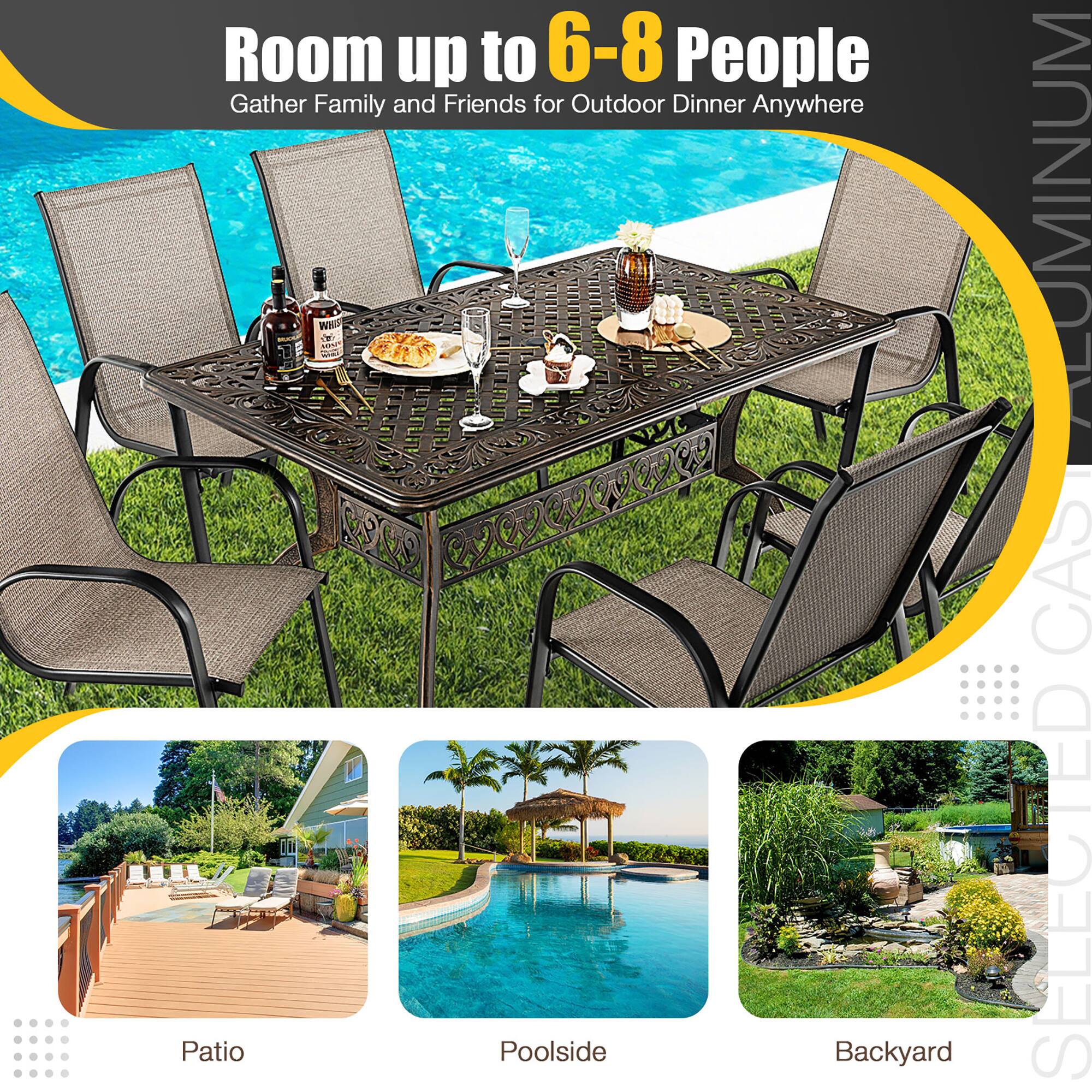 Room up to 6-8 People Gather Family and Friends for Outdoor Dinner Anywhere Patio Poolside Backyard WIED A ..... LRs ALUMINUM CAS ED SELECTED