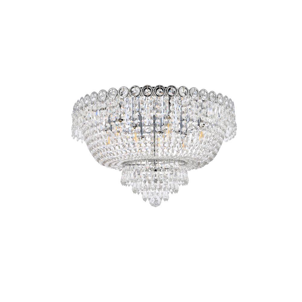Back. Elegant Lighting - Century 9 light Chrome Flush Mount Clear Royal Cut Crystal - Chrome.