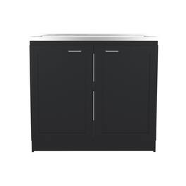 TuHome - Zurich 39" Wide Utility Sink, Base Cabinet Two-Door Cabinet With Two Shelves, Stainless Steel Sink - Black