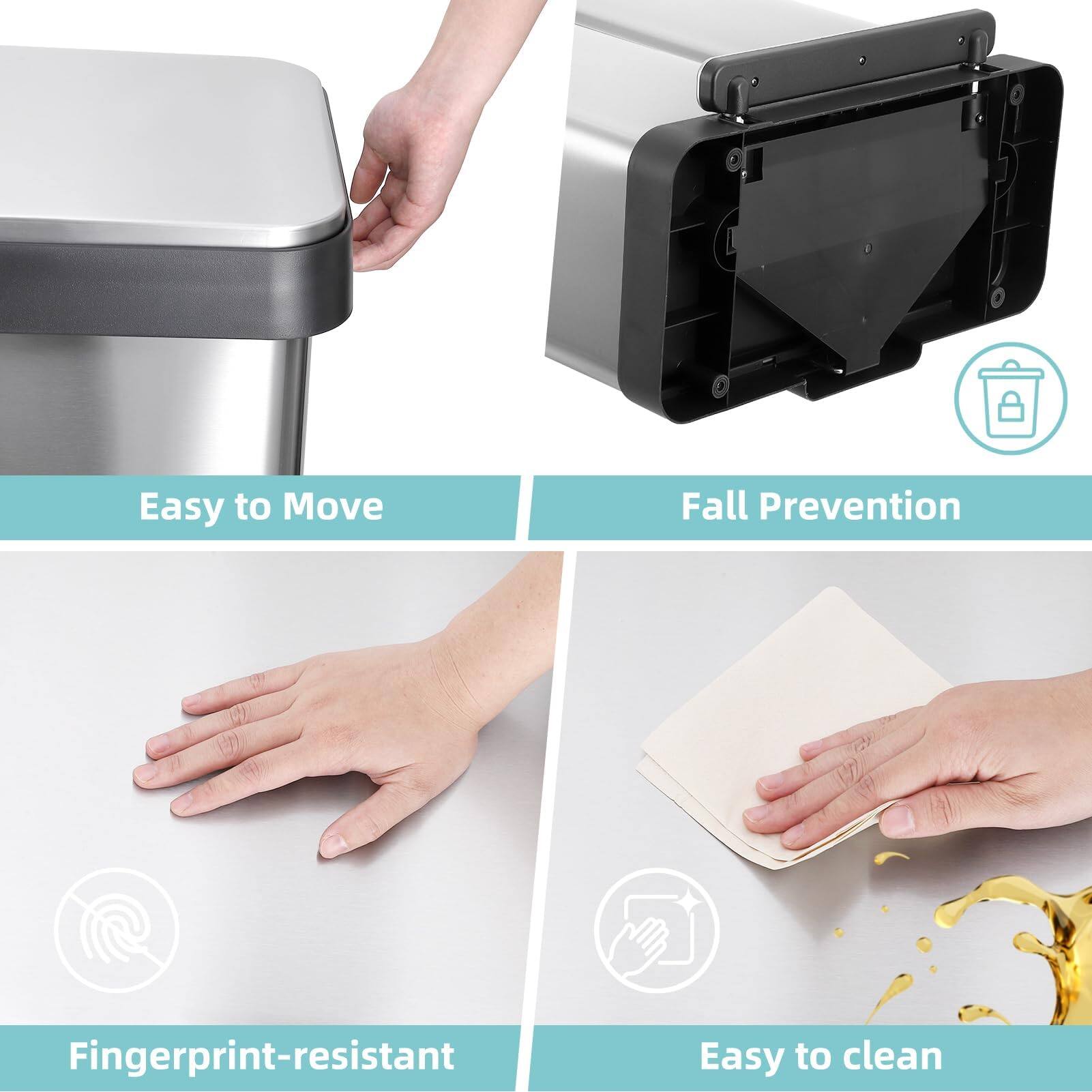 Easy to Move  
Fall Prevention  
Fingerprint-resistant  
Easy to clean