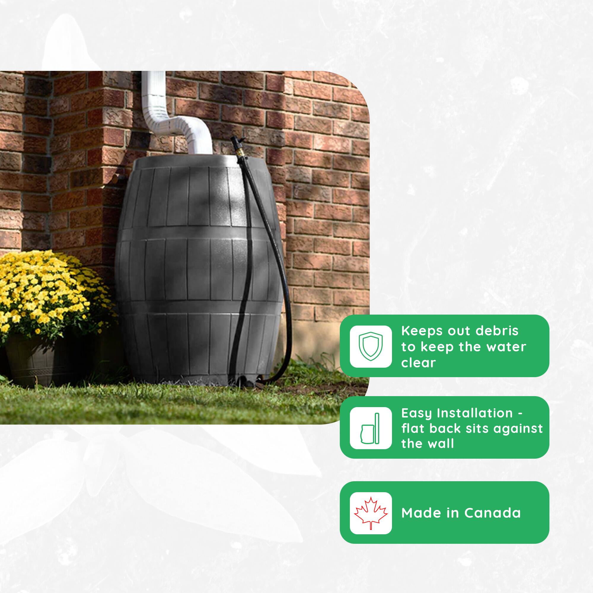 Keeps out debris to keep the water clear  
Easy Installation - flat back sits against the wall  
Made in Canada
