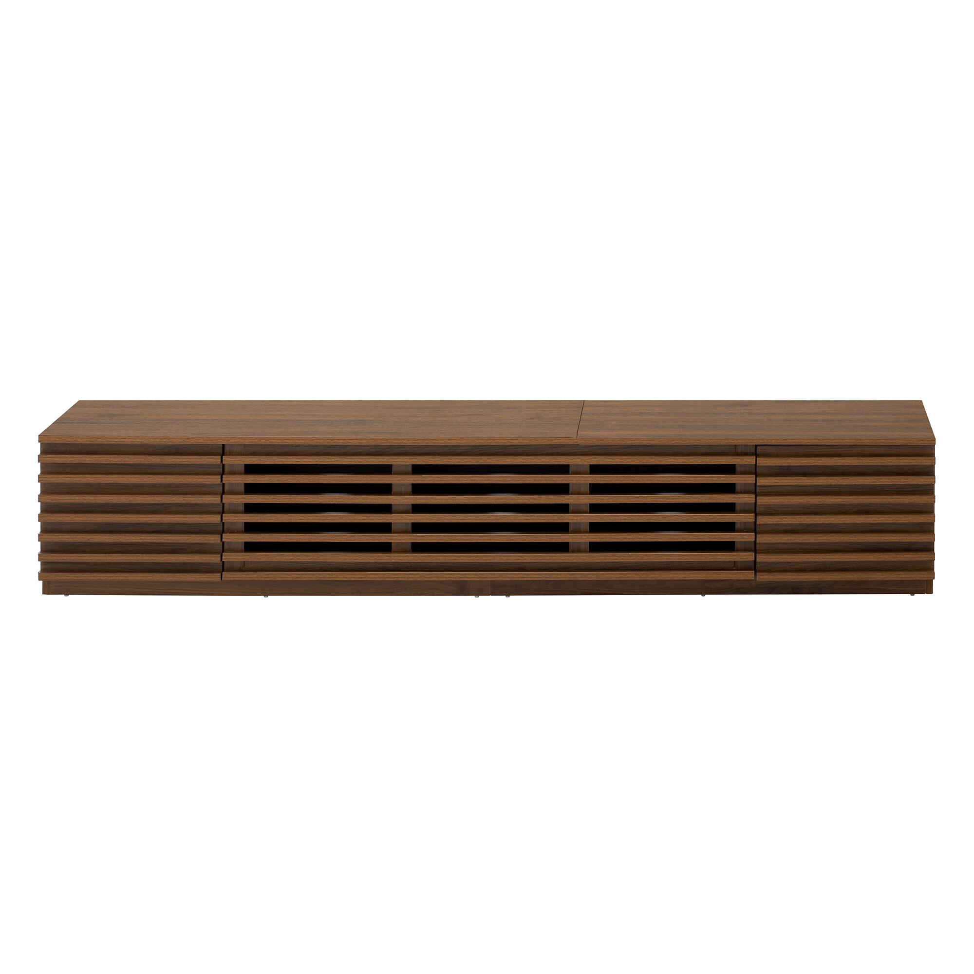 Alt View 4. MERAVOM - Modern TV Stand for up to 80" TVs, Entertainment Center with Flip-Down Doors, Media TV Console with Storage Cabinets - Walnut.