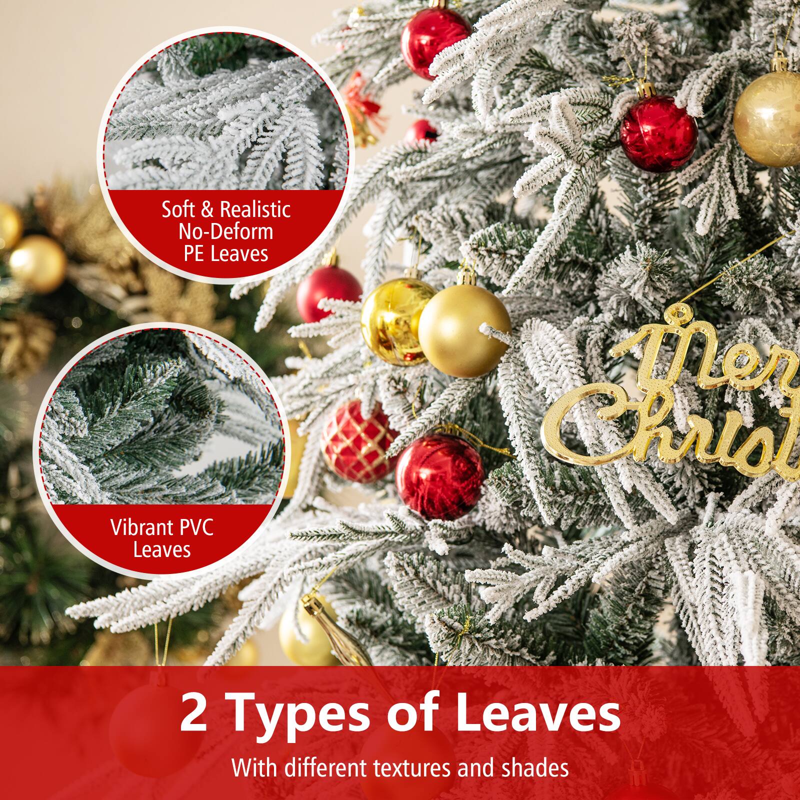 Soft & Realistic No-Deform PE Leaves  
Vibrant PVC Leaves  

2 Types of Leaves  
With different textures and shades