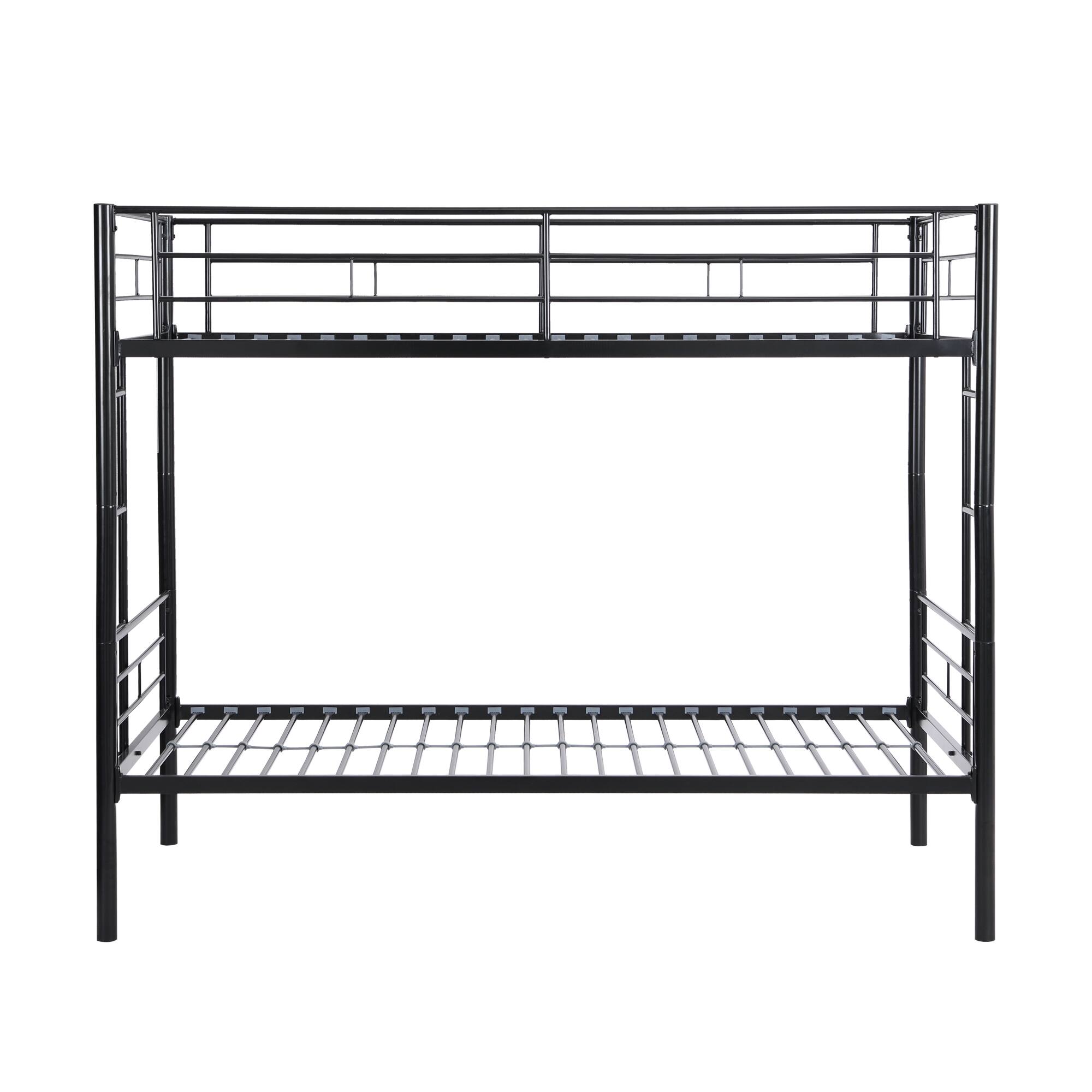 Left. GOODSILO - Sturdy Metal Bunk Bed with Safe Stairs and Space-Saving Design for Modern Bedrooms - Black.