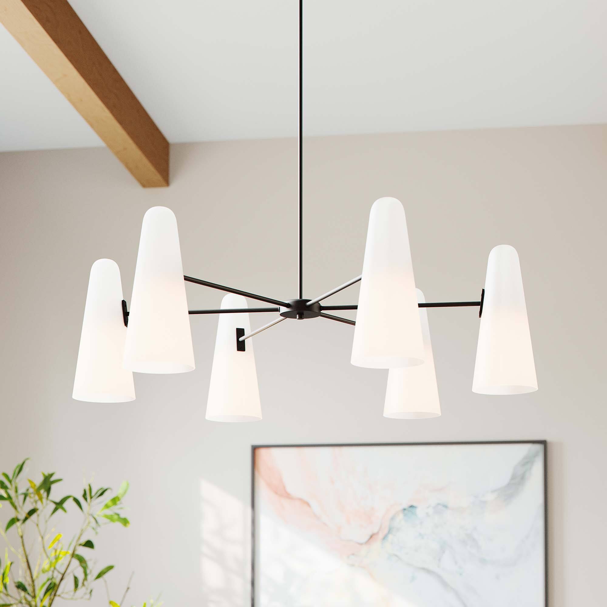 Alt View 1. Modway - Beacon 6-Light Chandelier by Modway - Opal Black.