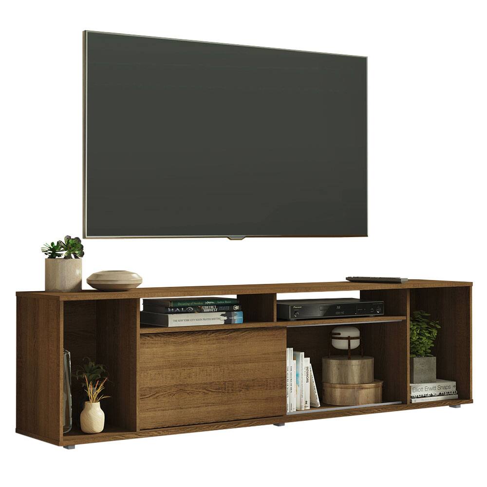Madesa - Entertainment Center with 1 Sliding Door and Open Shelves 70"L Media Storage Living Room and Bedroom - Rustic